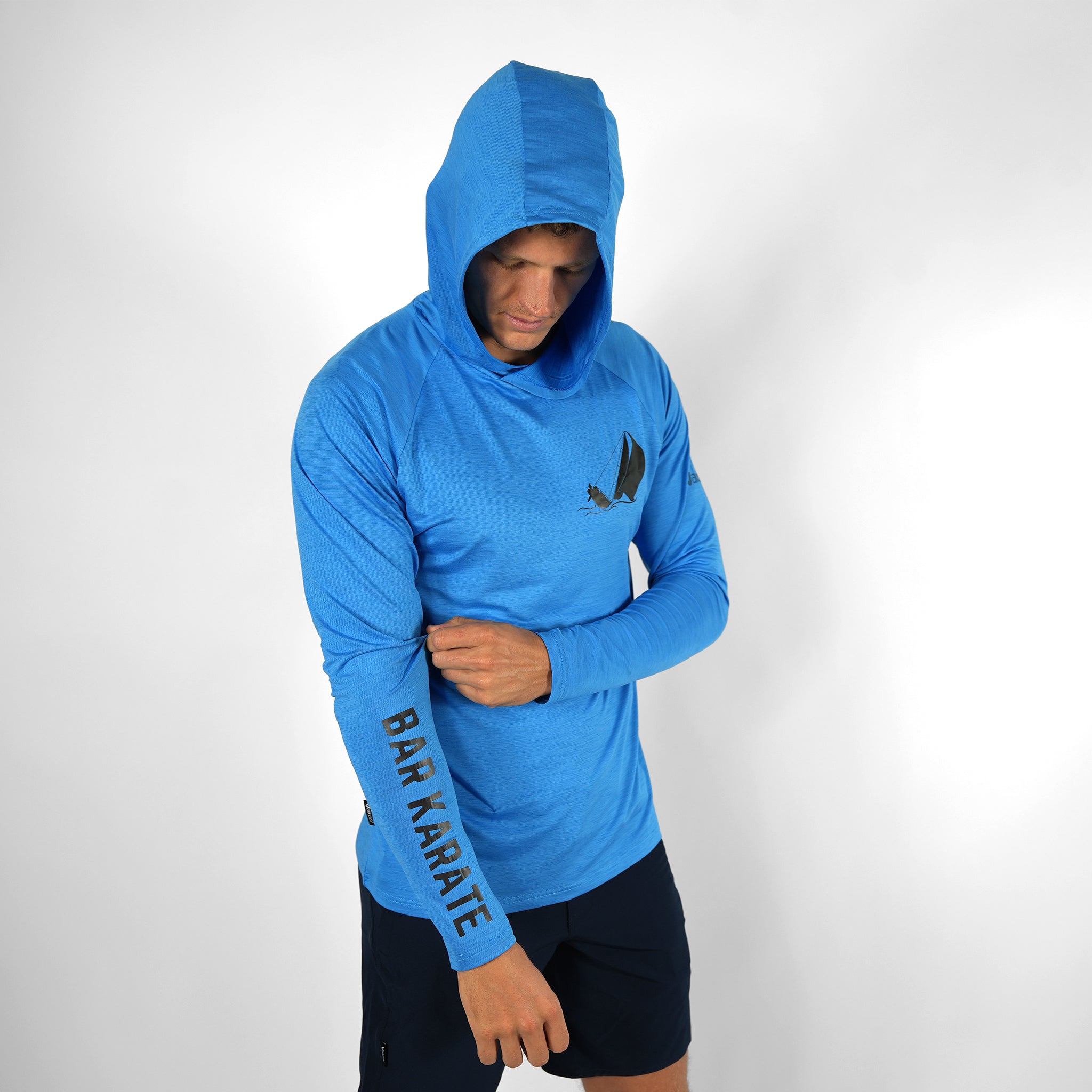 UV Ocean Tech L/S Hooded Top - BAR KARATE Cyan