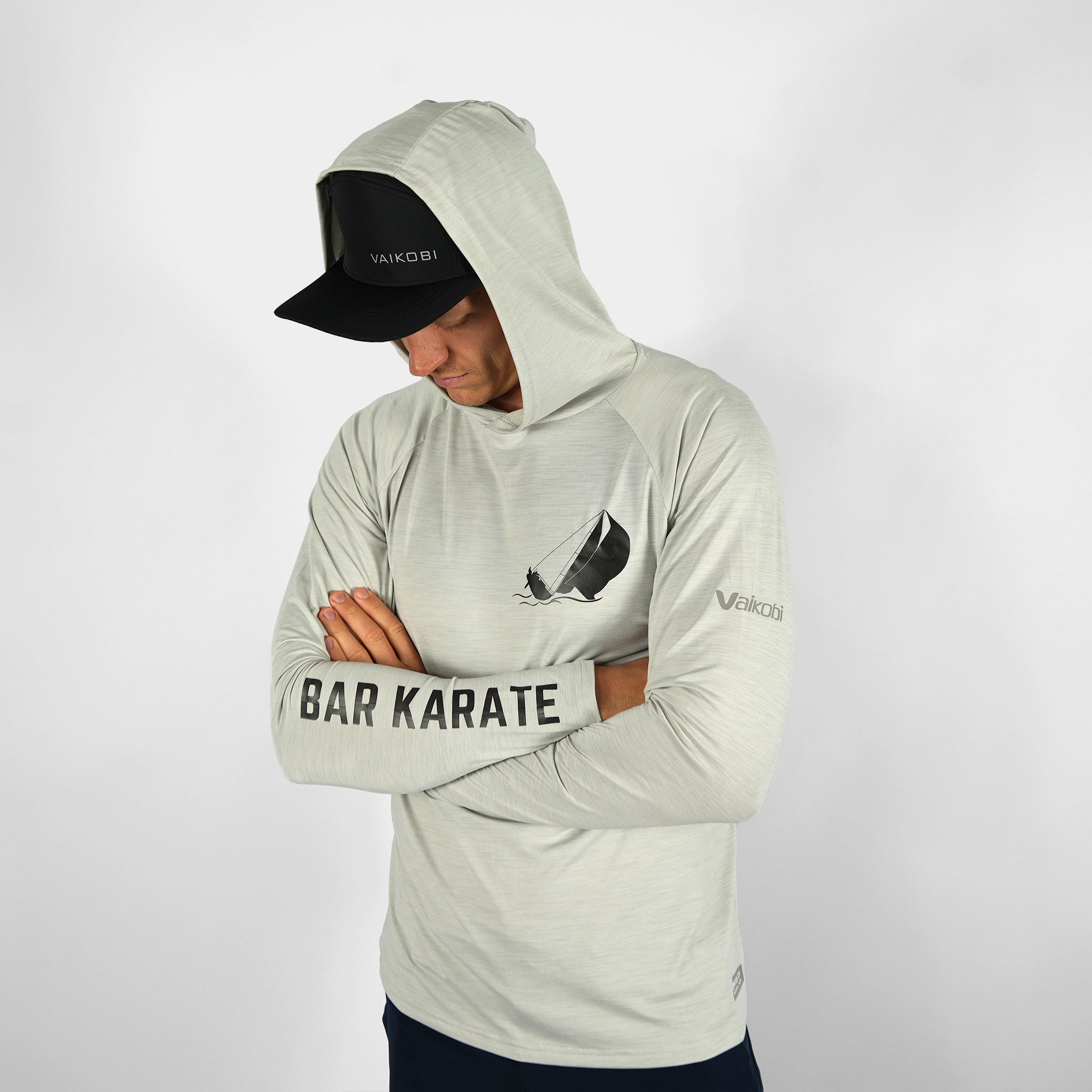 UV Ocean Tech L/S Hooded Top - BAR KARATE Silver