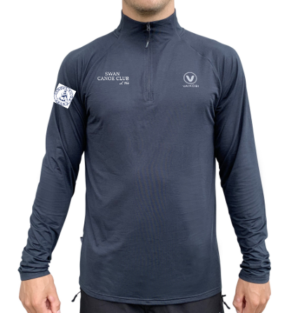 SWAN CANOE CLUB - UV Long Sleeve ZIP Tech Top - Charcoal - CUSTOM