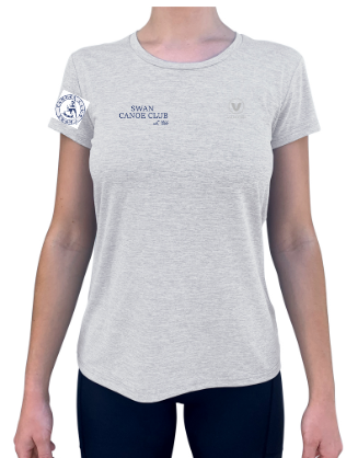 SWAN CANOE CLUB - Women's UV Performance Tech Tee- Silver - CUSTOM