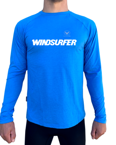 WINDSURFER Mens UV Performance L/S Tech Top- Cyan - CUSTOM
