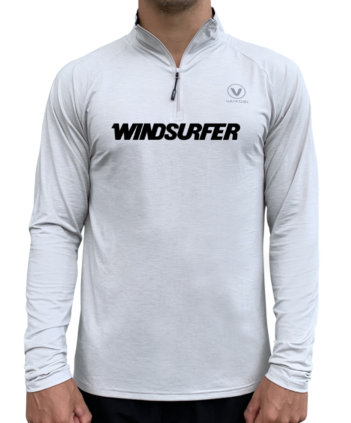 Windsurfer- UV Long Sleeve ZIP Tech Top - Silver - CUSTOM
