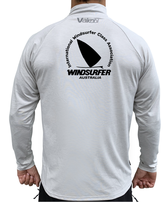 Windsurfer- UV Long Sleeve ZIP Tech Top - Silver - CUSTOM