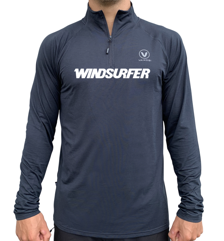 Windsurfer- UV Long Sleeve ZIP Tech Top - Charcoal- CUSTOM