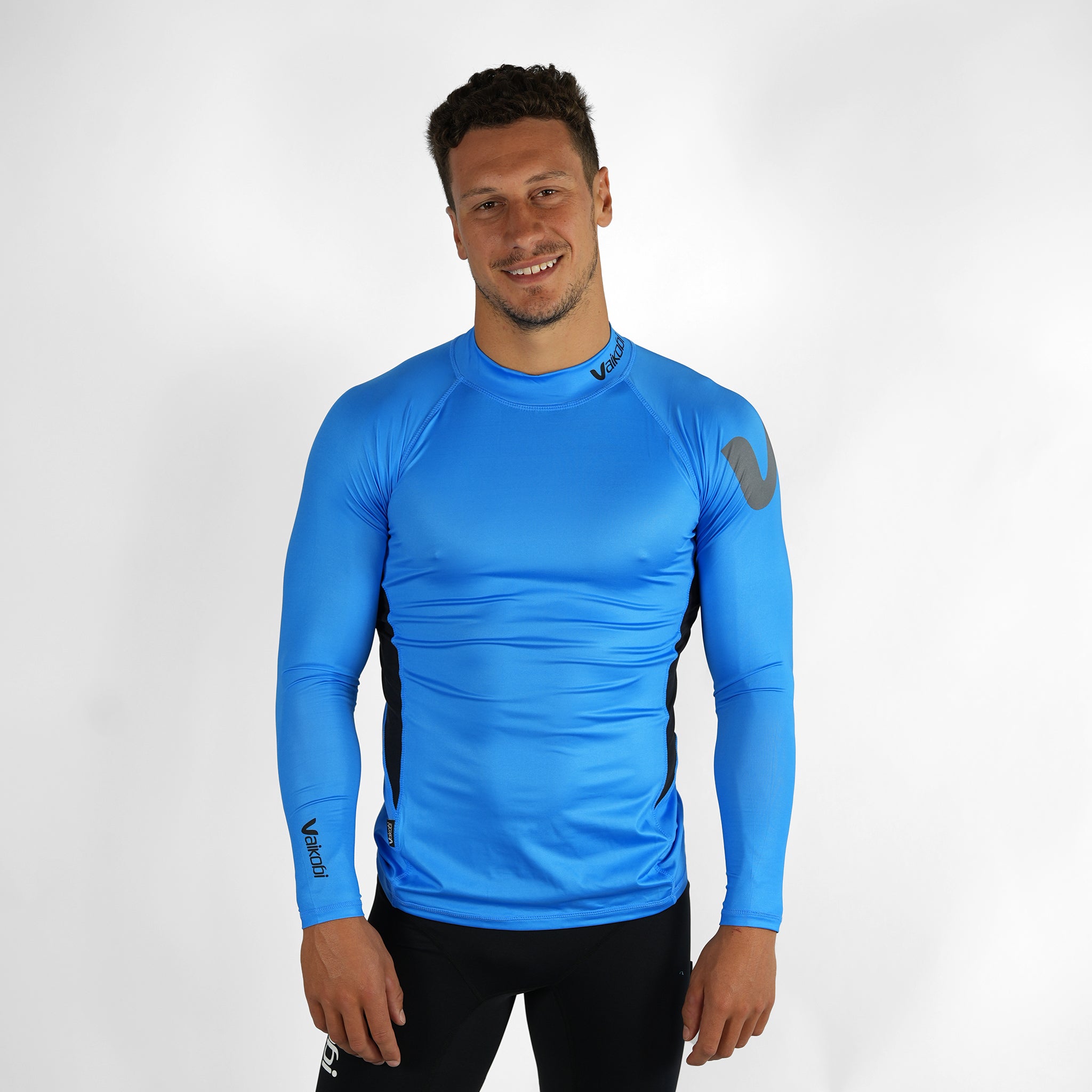 Long Sleeve Rash Top Cyan/Black Vaikobi