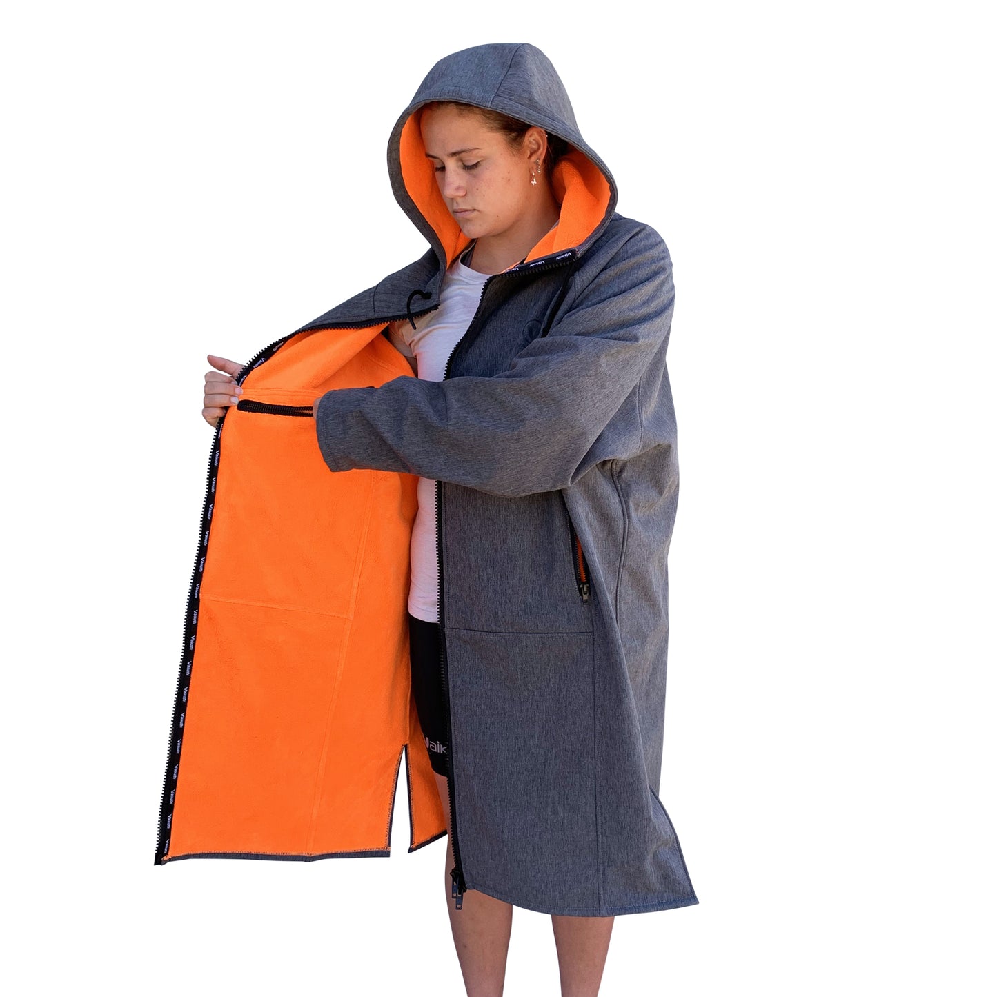 BEACH COAT -GREY/ORANGE