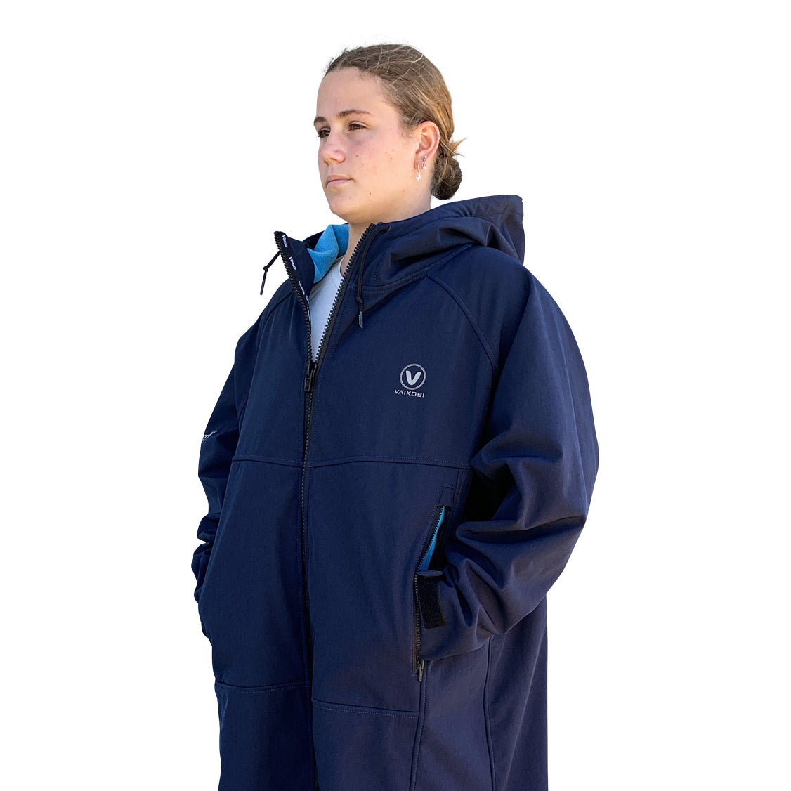 BEACH COAT -NAVY/CYAN