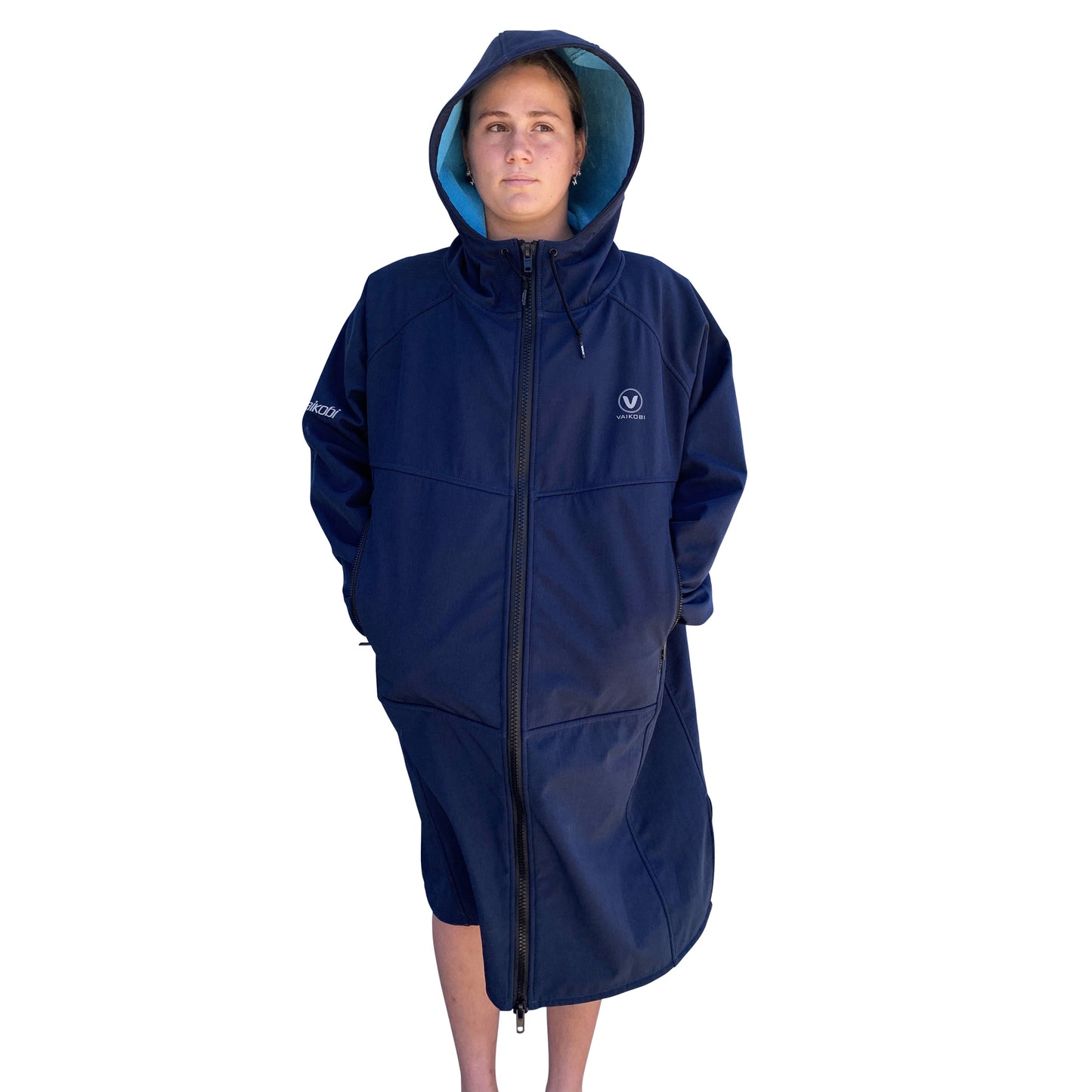 BEACH COAT -NAVY/CYAN