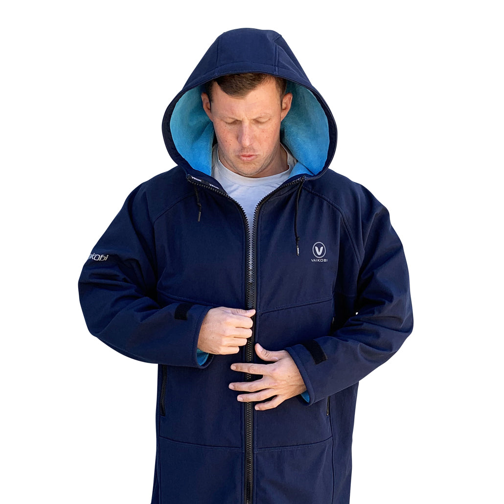 BEACH COAT -NAVY/CYAN