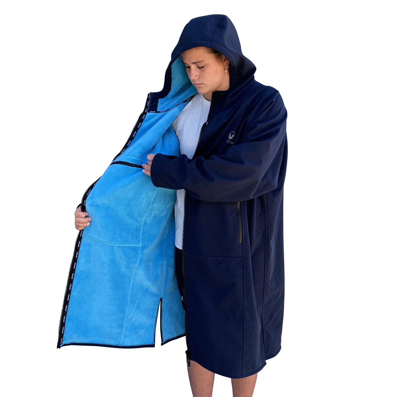 BEACH COAT -NAVY/CYAN