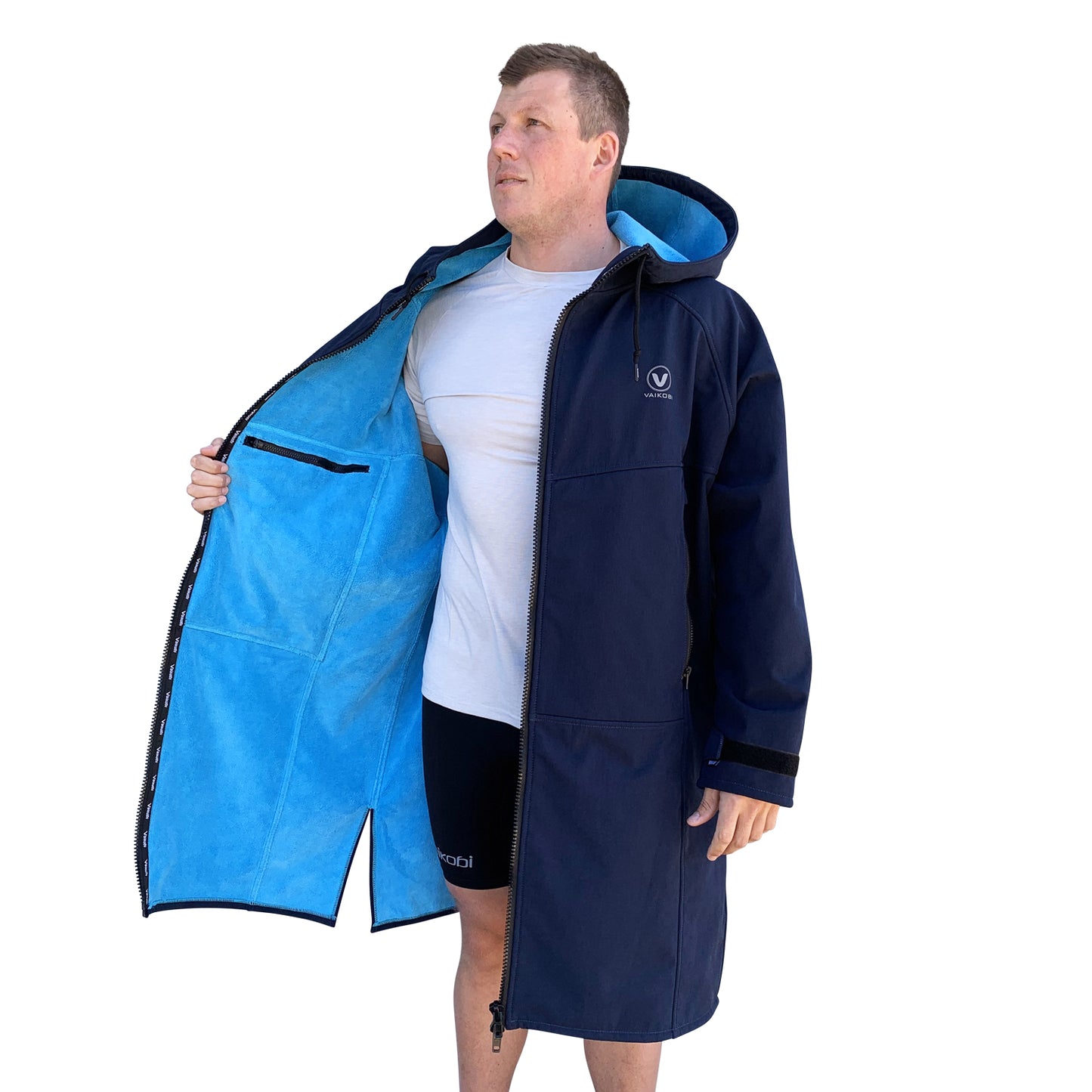 BEACH COAT -NAVY/CYAN