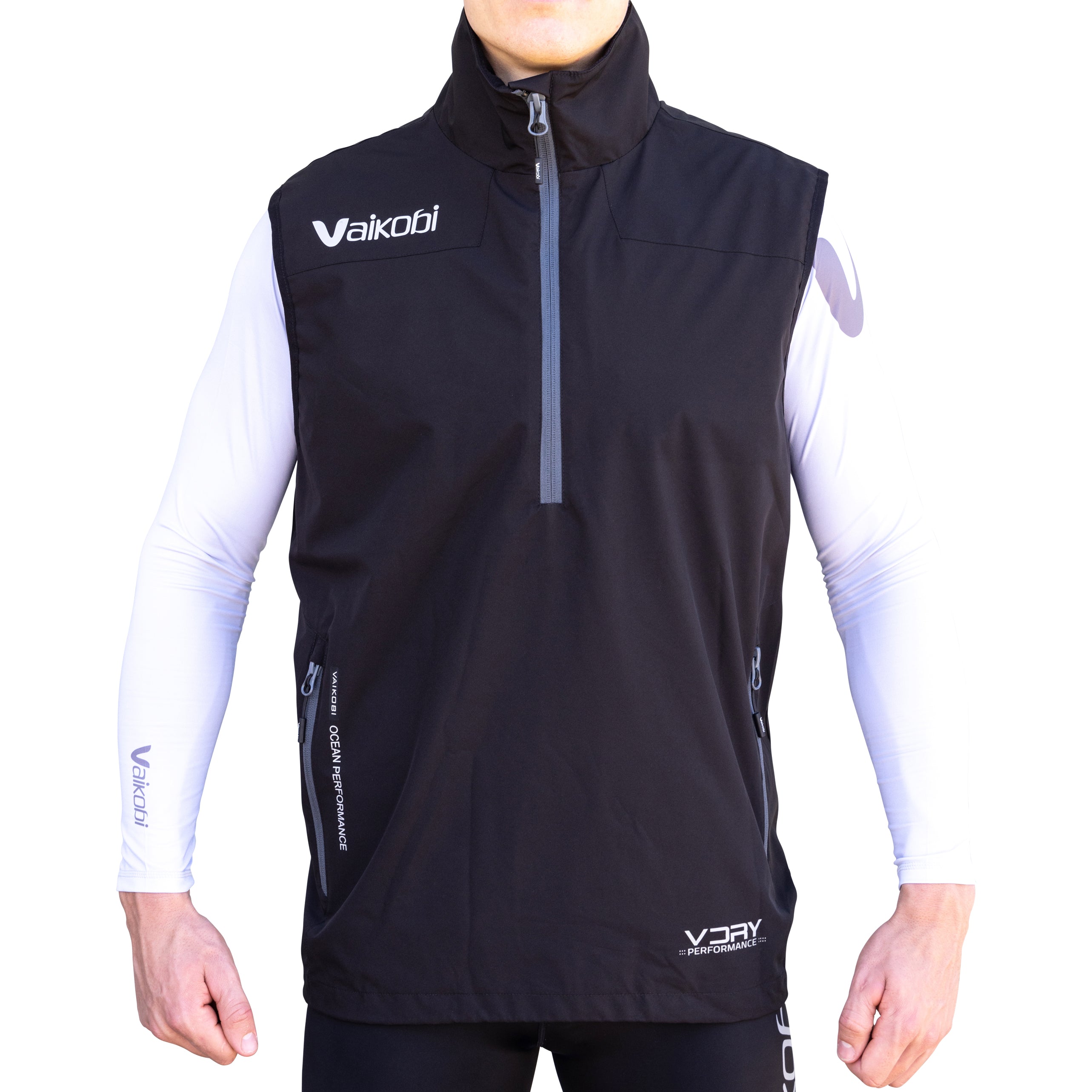 VDRY Lightweight 1/2 Zip Vest - Black