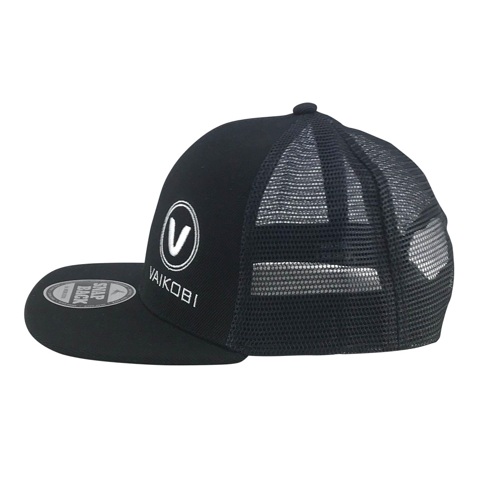 Youth Flat-Brim Mesh SnapBack Cap - Black