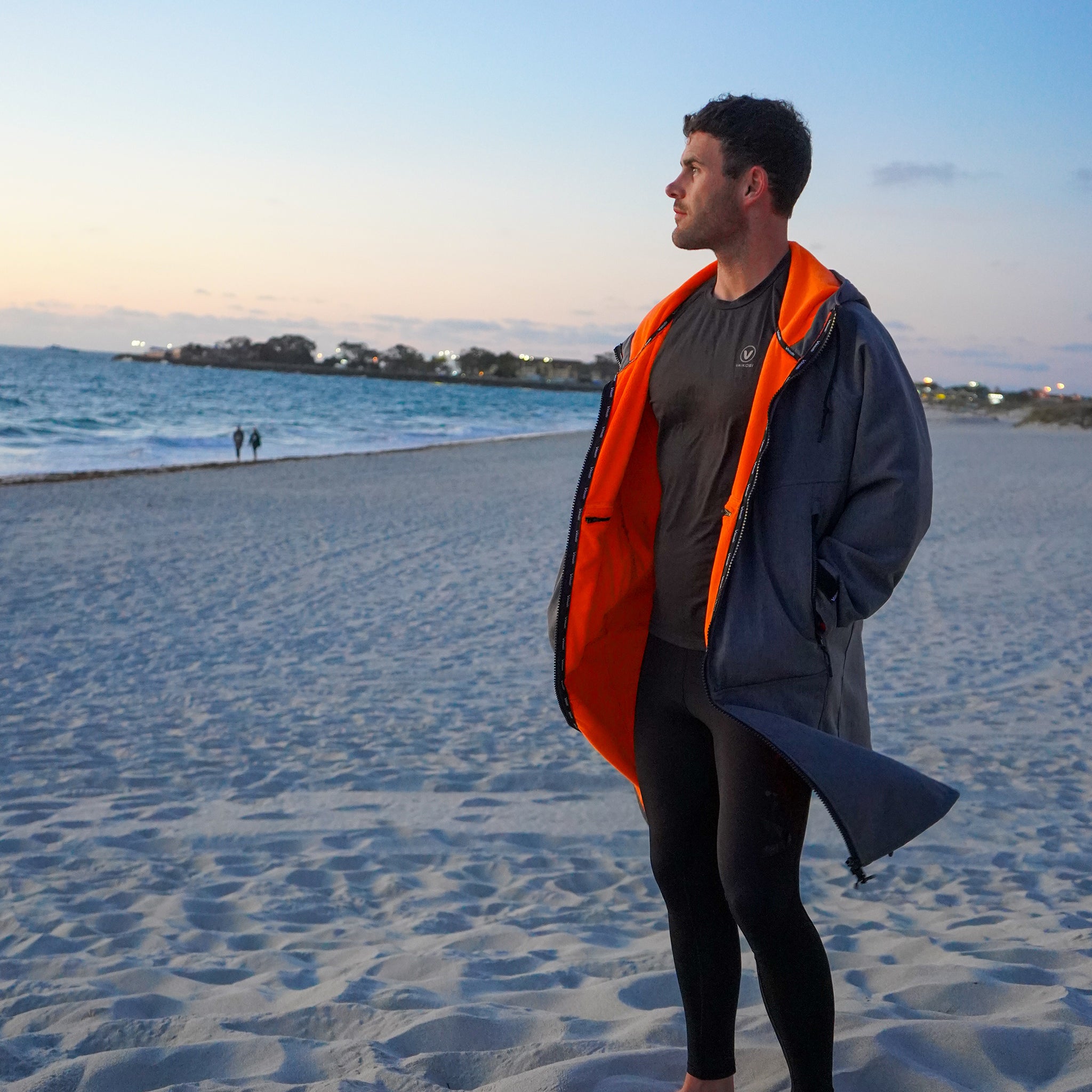 BEACH COAT - GREY/ORANGE