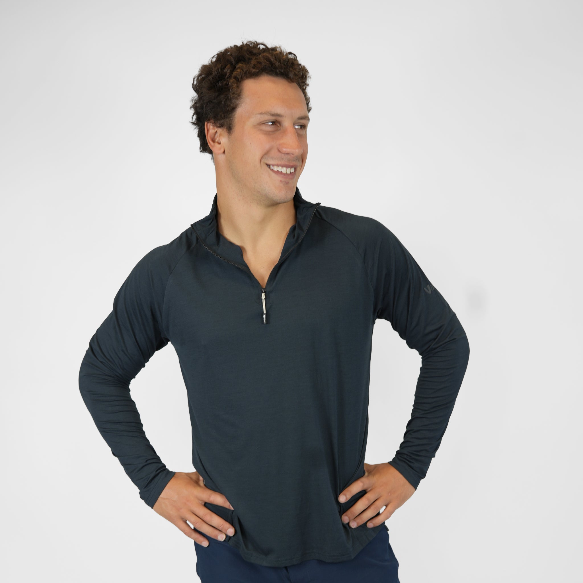 UV Ocean Tech L/S Zip Top - Charcoal