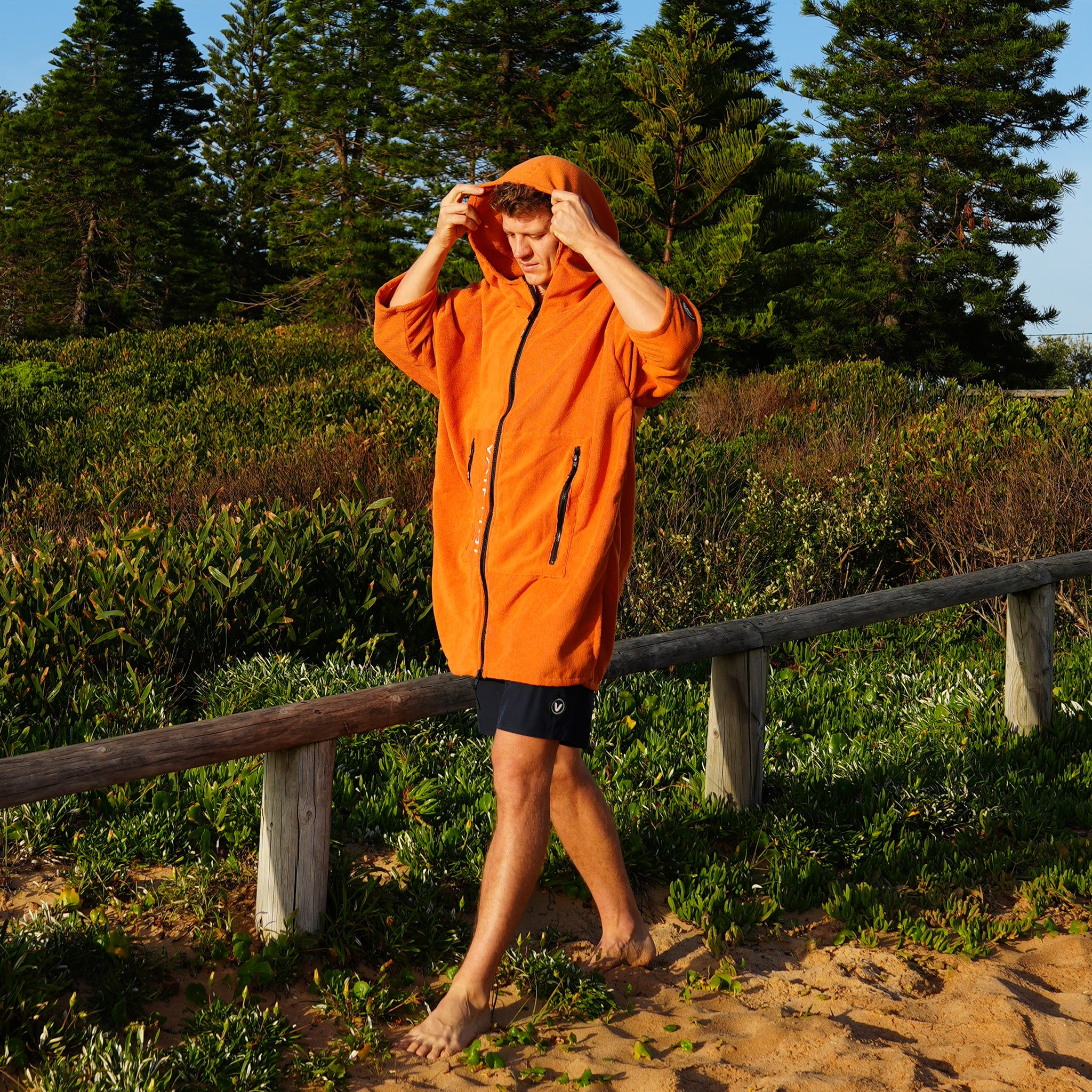 Full Zip Hooded Towel - Rust | Vaikobi