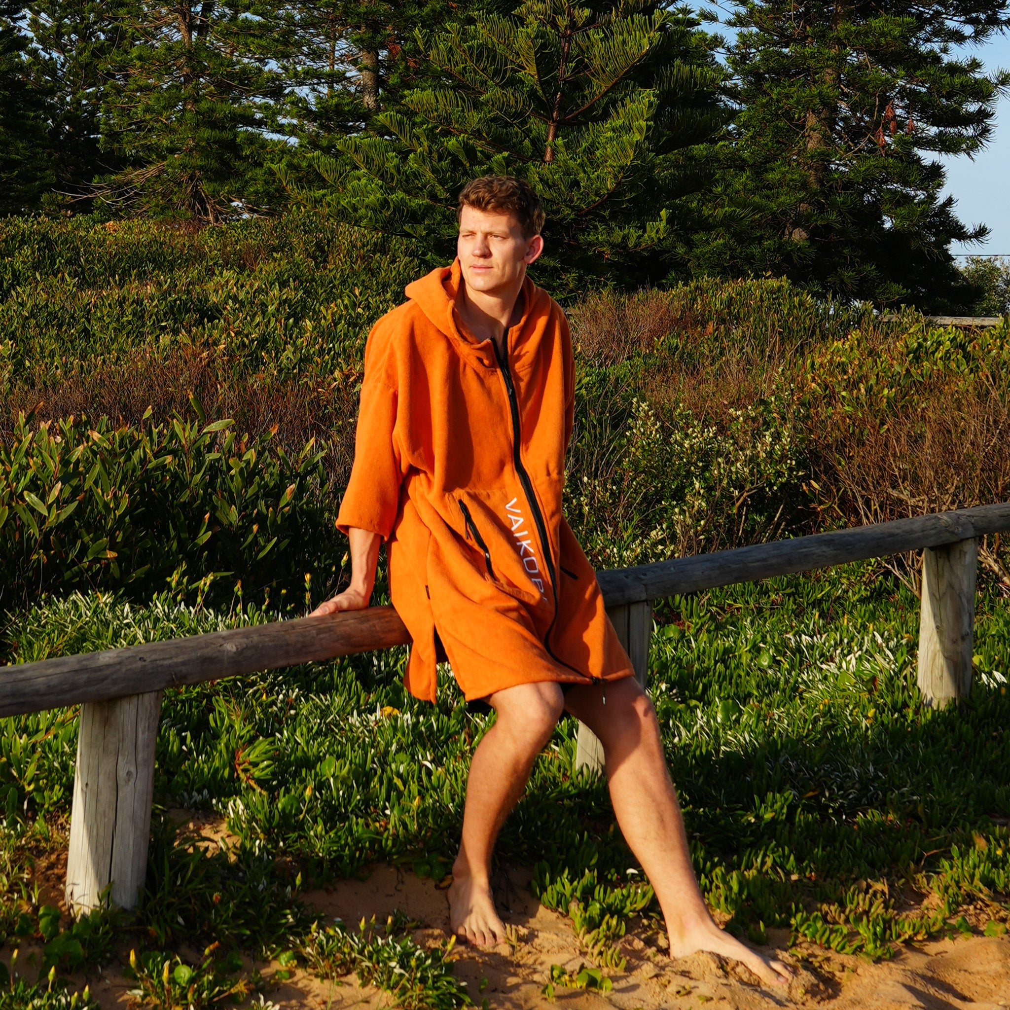 Full Zip Hooded Towel - Rust | Vaikobi