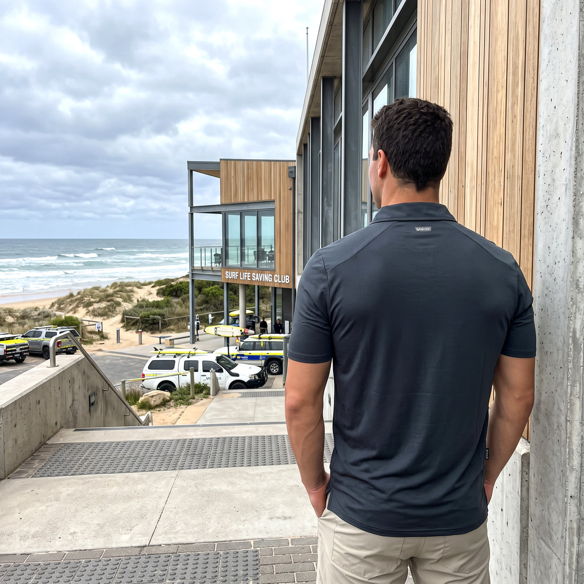 UV Ocean Tech Short Sleeve Polo - Charcoal