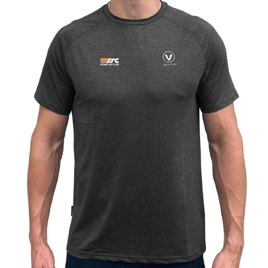 SYDNEY SUP CLUB- Mens UV Performance S/S Tech Tee - Charcoal- CUSTOM