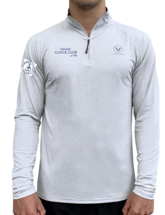SWAN CANOE CLUB - UV Long Sleeve ZIP Tech Top - Silver - CUSTOM