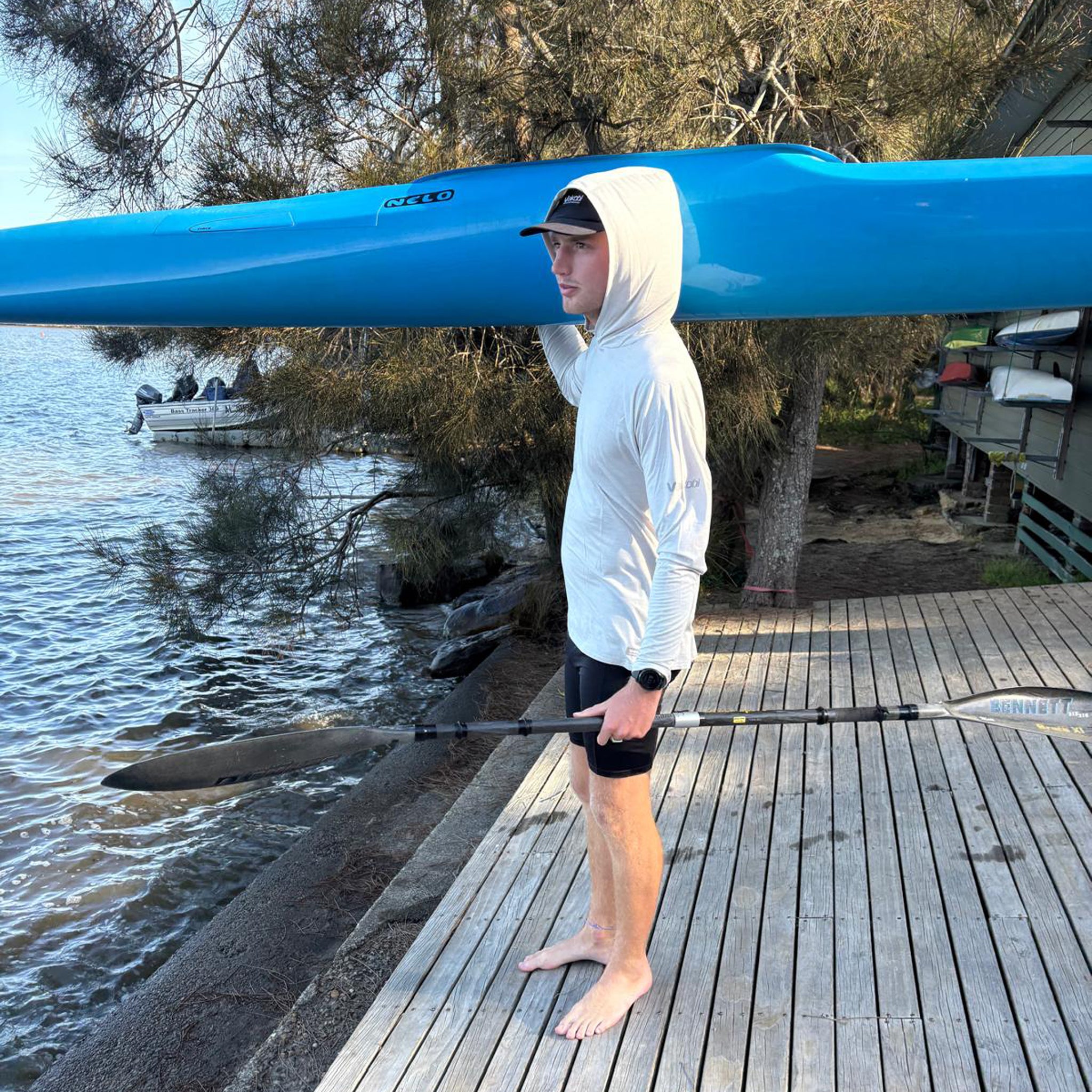 UV Ocean Tech L/S Hooded Top - Silver
