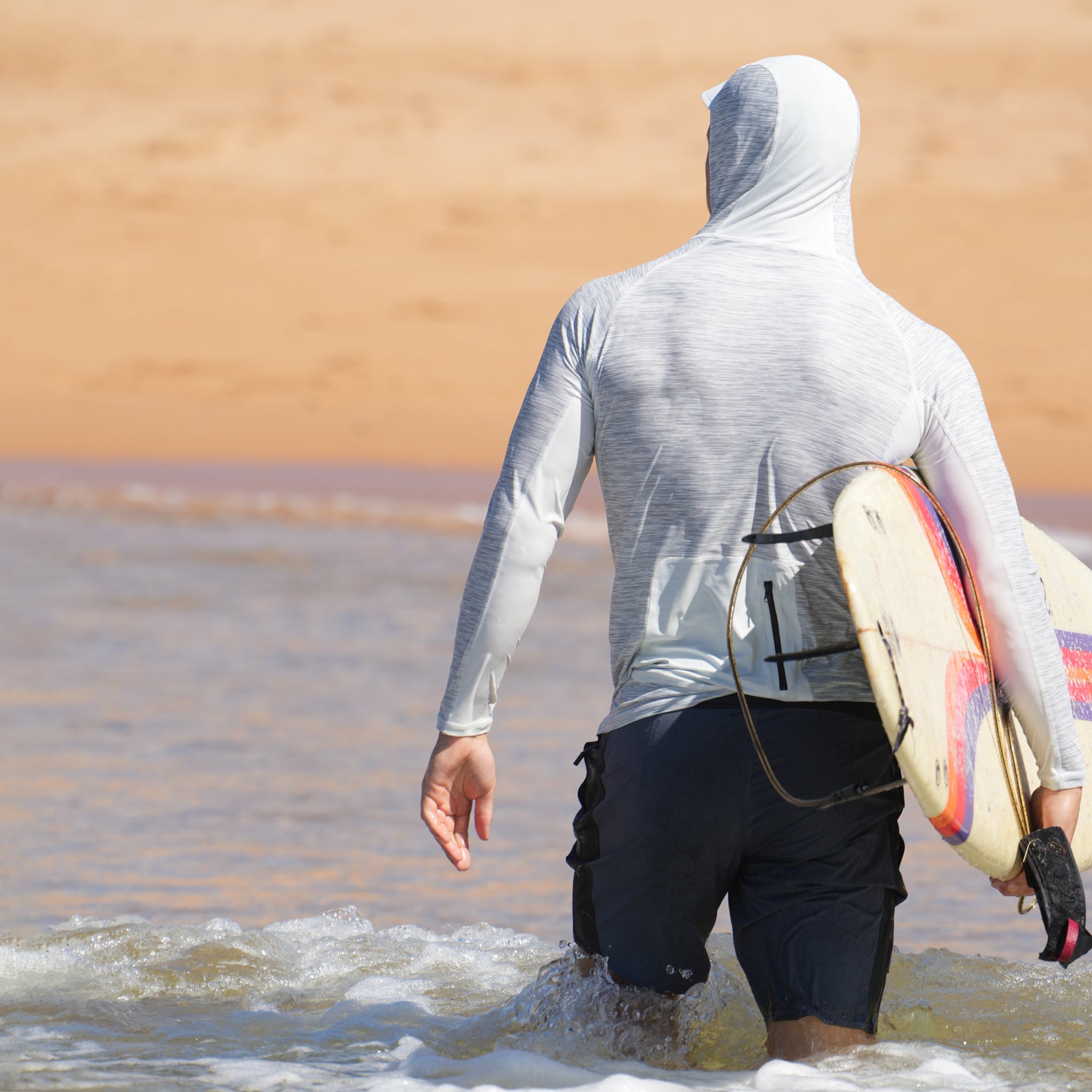 Hooded UV Long Sleeve Rash Top - Silver