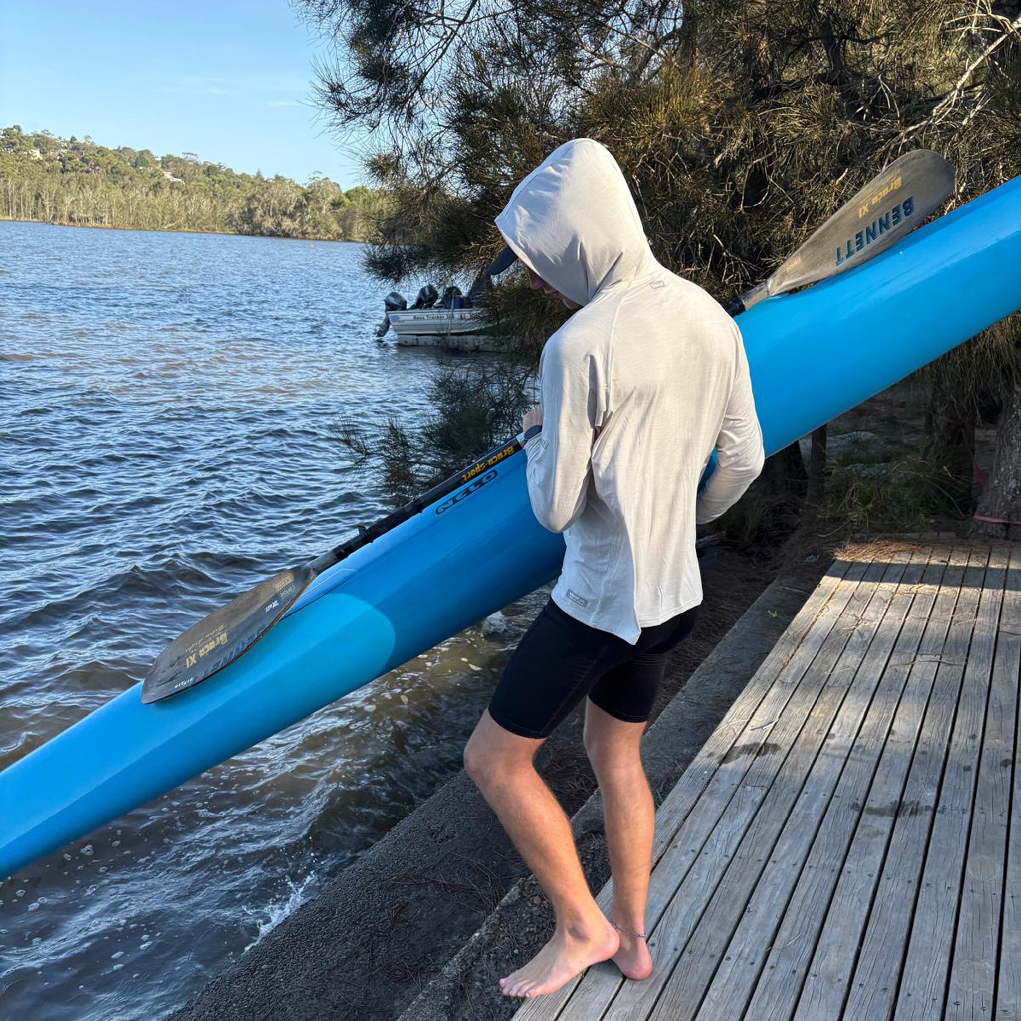 UV Ocean Tech L/S Hooded Top - Silver