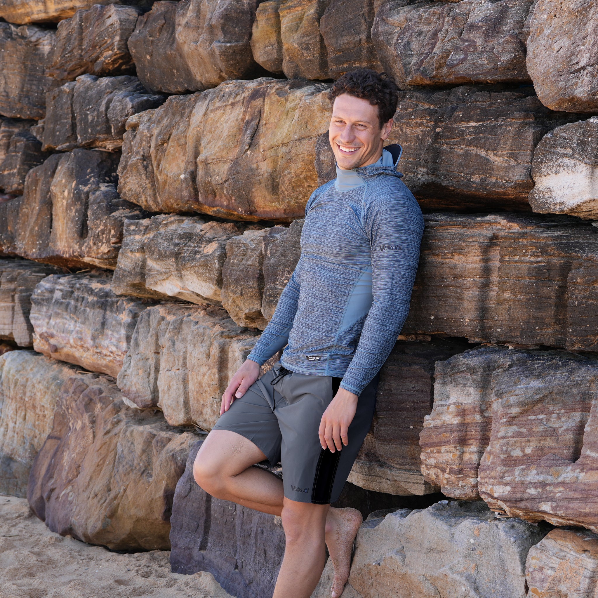 Hooded UV Long Sleeve Rash Top - Steel Blue