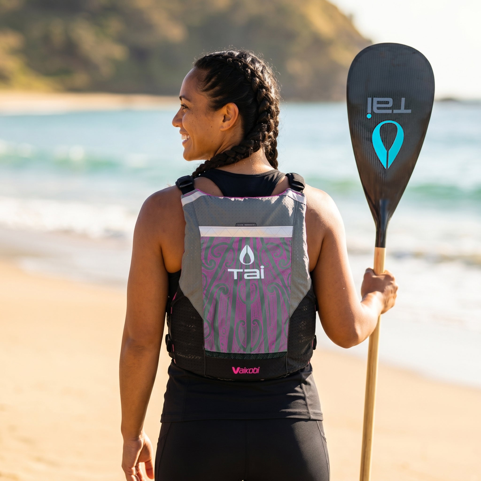 V4 PFD - Tai Paddles Pūhoro Design - Pink/Grey