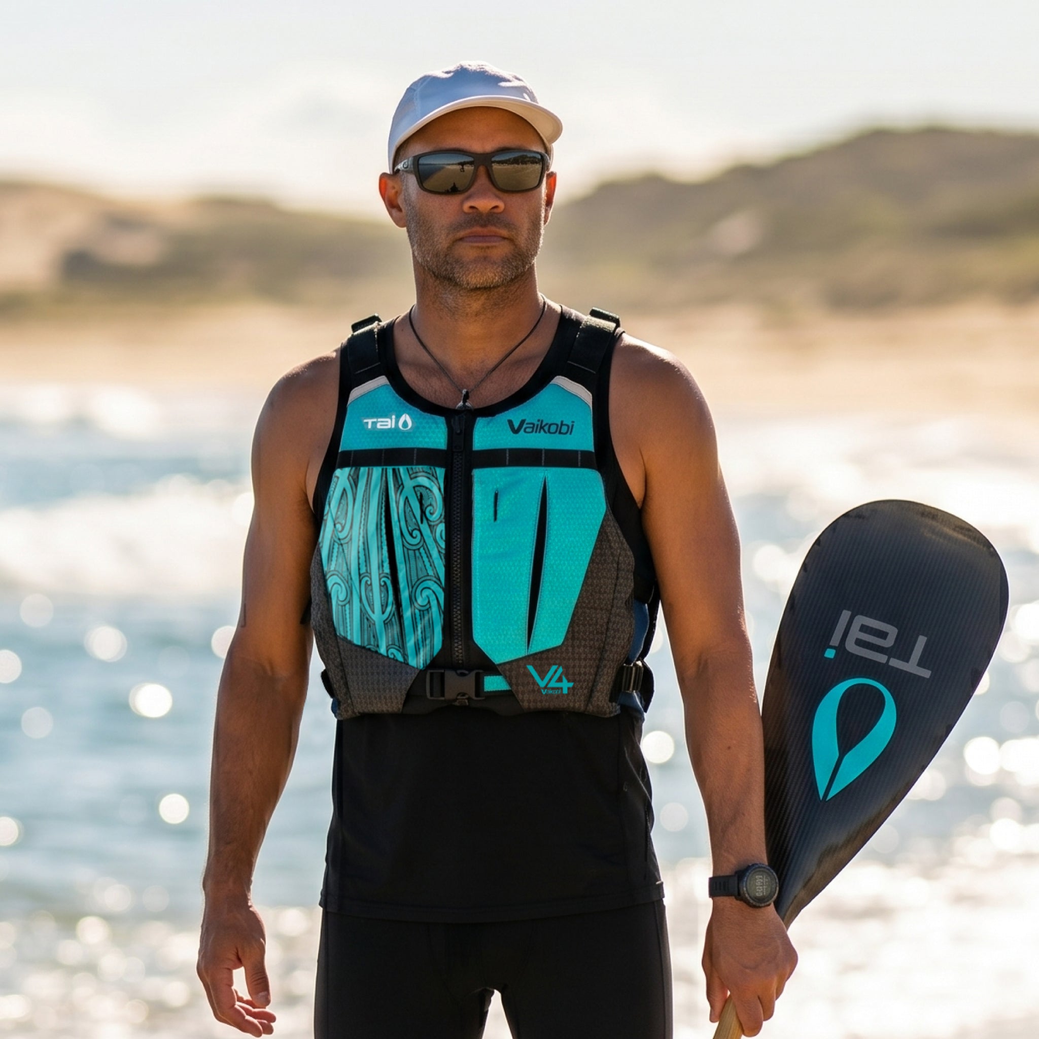 V4 PFD - Tai Paddles Pūhoro Design - Teal/Black