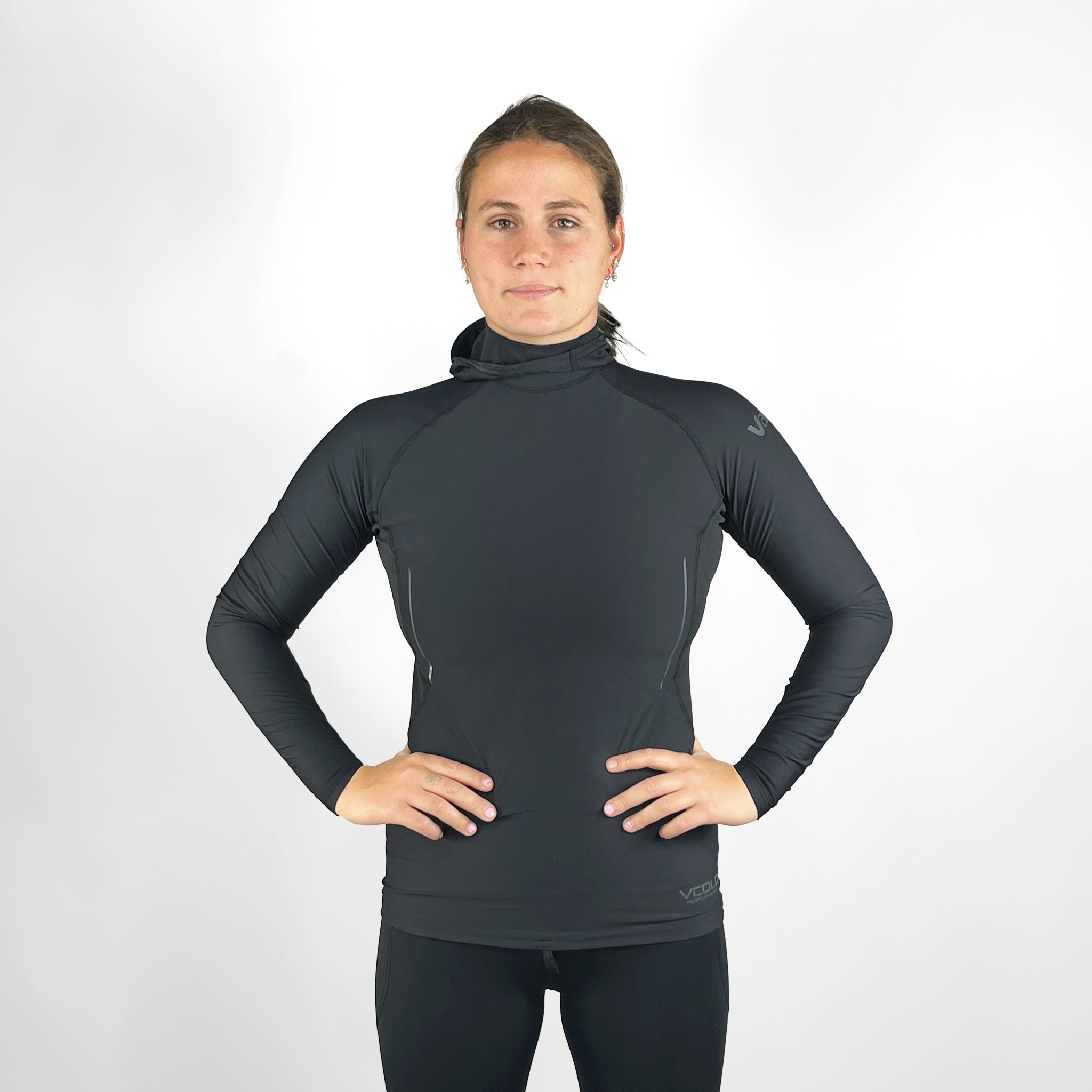 VCOLD Base Layer Hooded Long Sleeve Top - Black