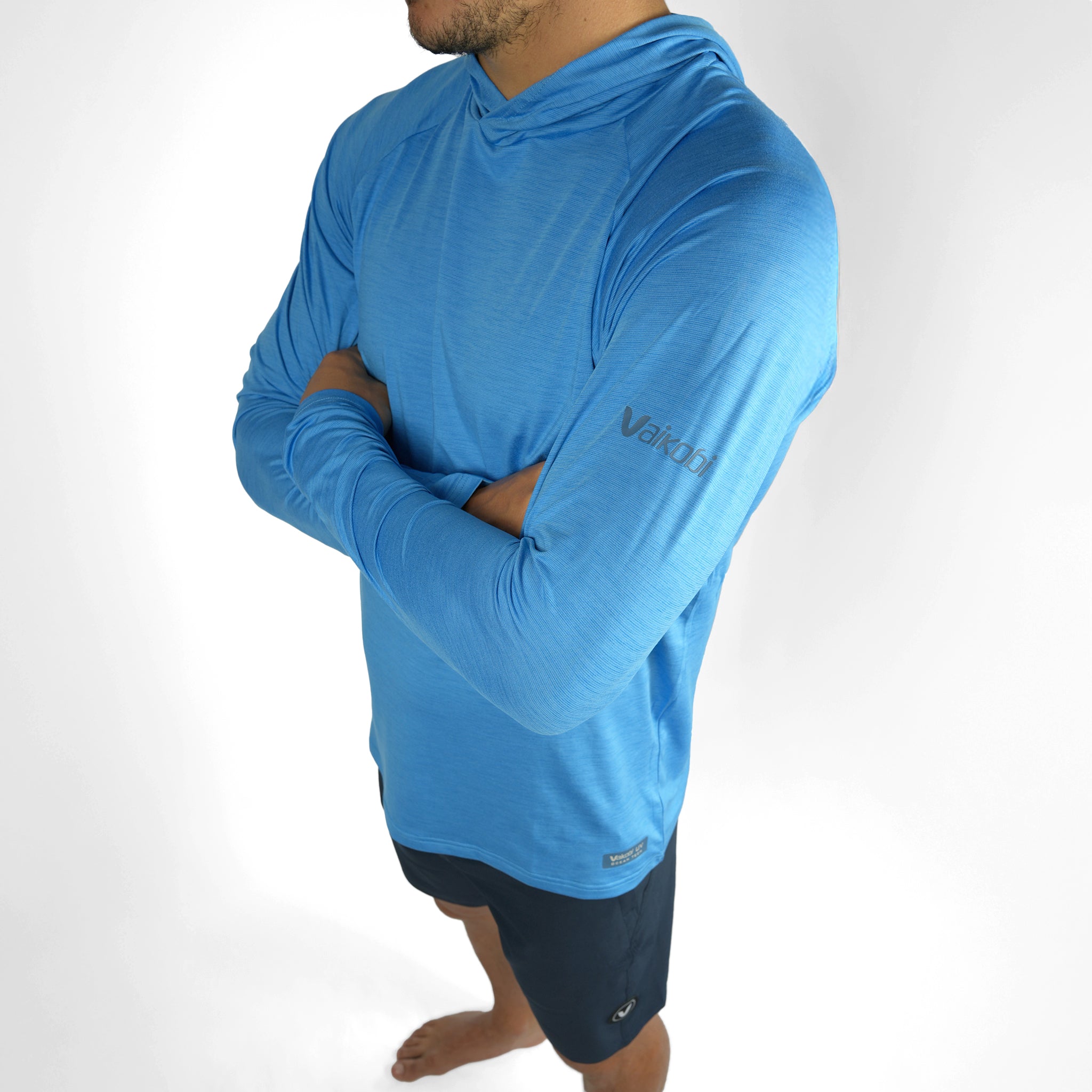 UV Ocean Tech L/S Hooded Top - Cyan