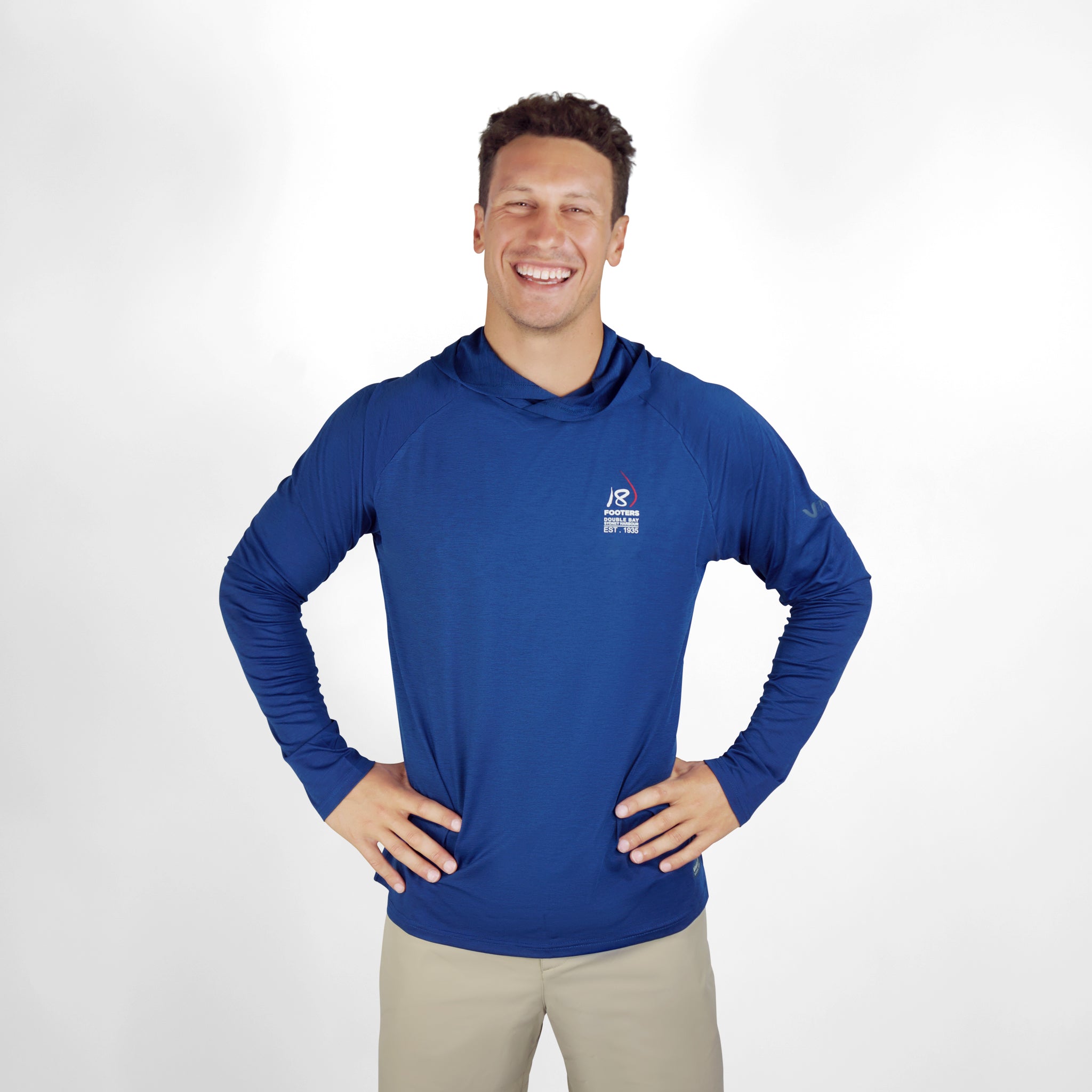 18 FOOTERS UV Ocean Tech Long Sleeve Hooded Top - Navy