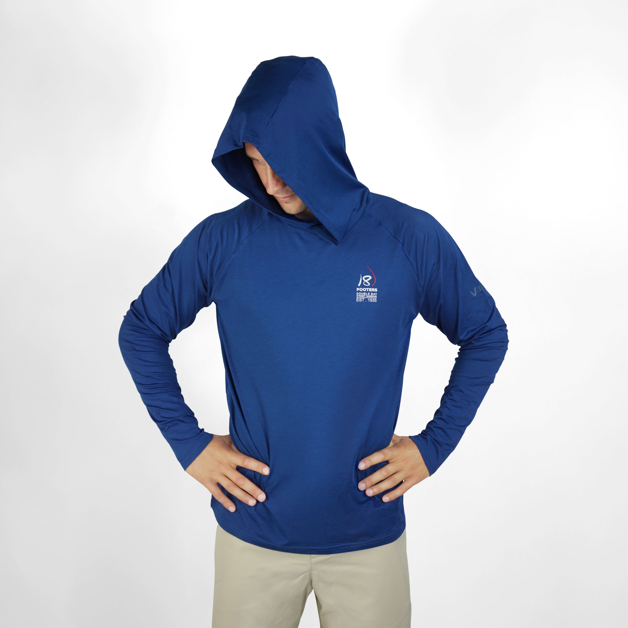 18 FOOTERS UV Ocean Tech Long Sleeve Hooded Top - Navy