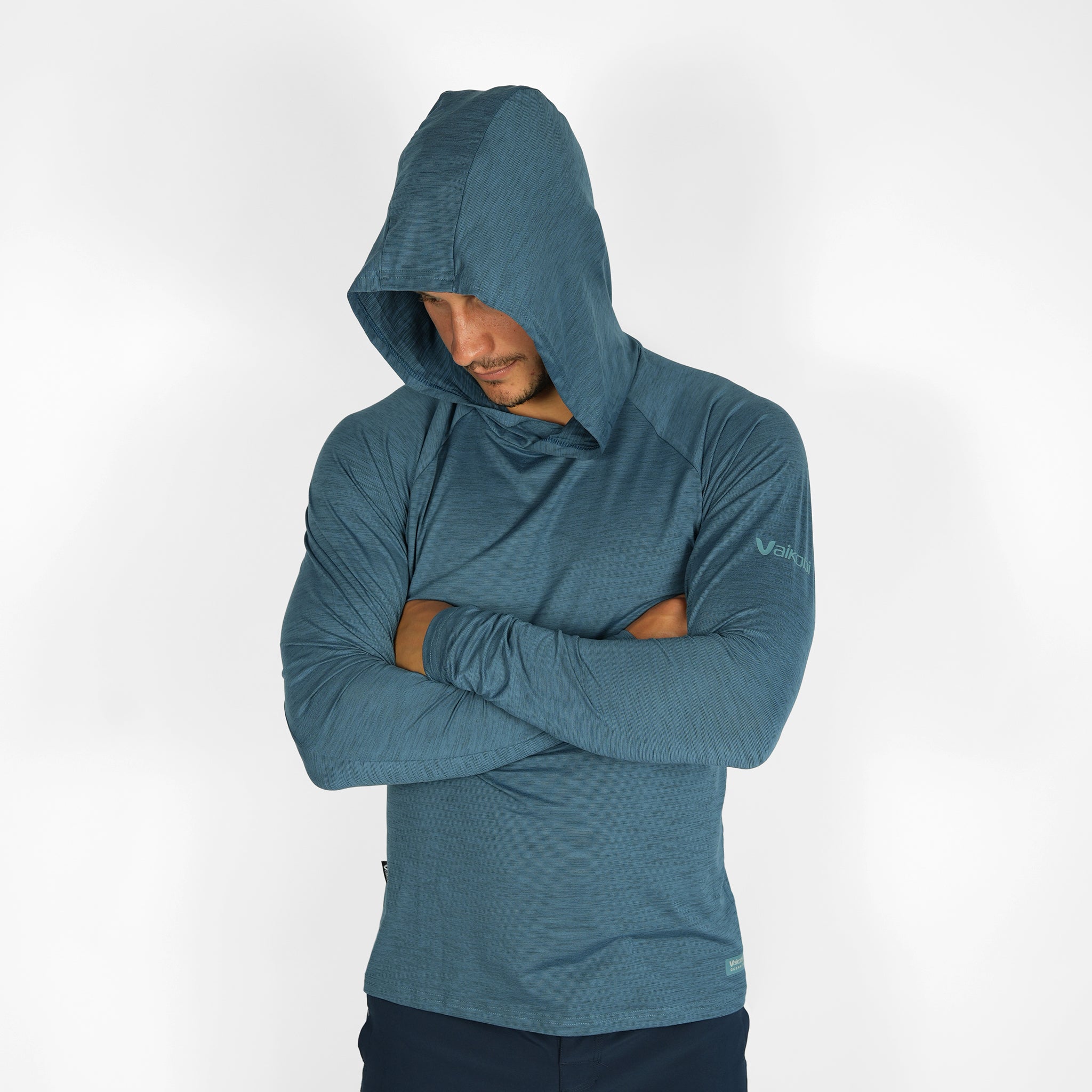 UV Ocean Tech L/S Hooded Top - Ocean Blue