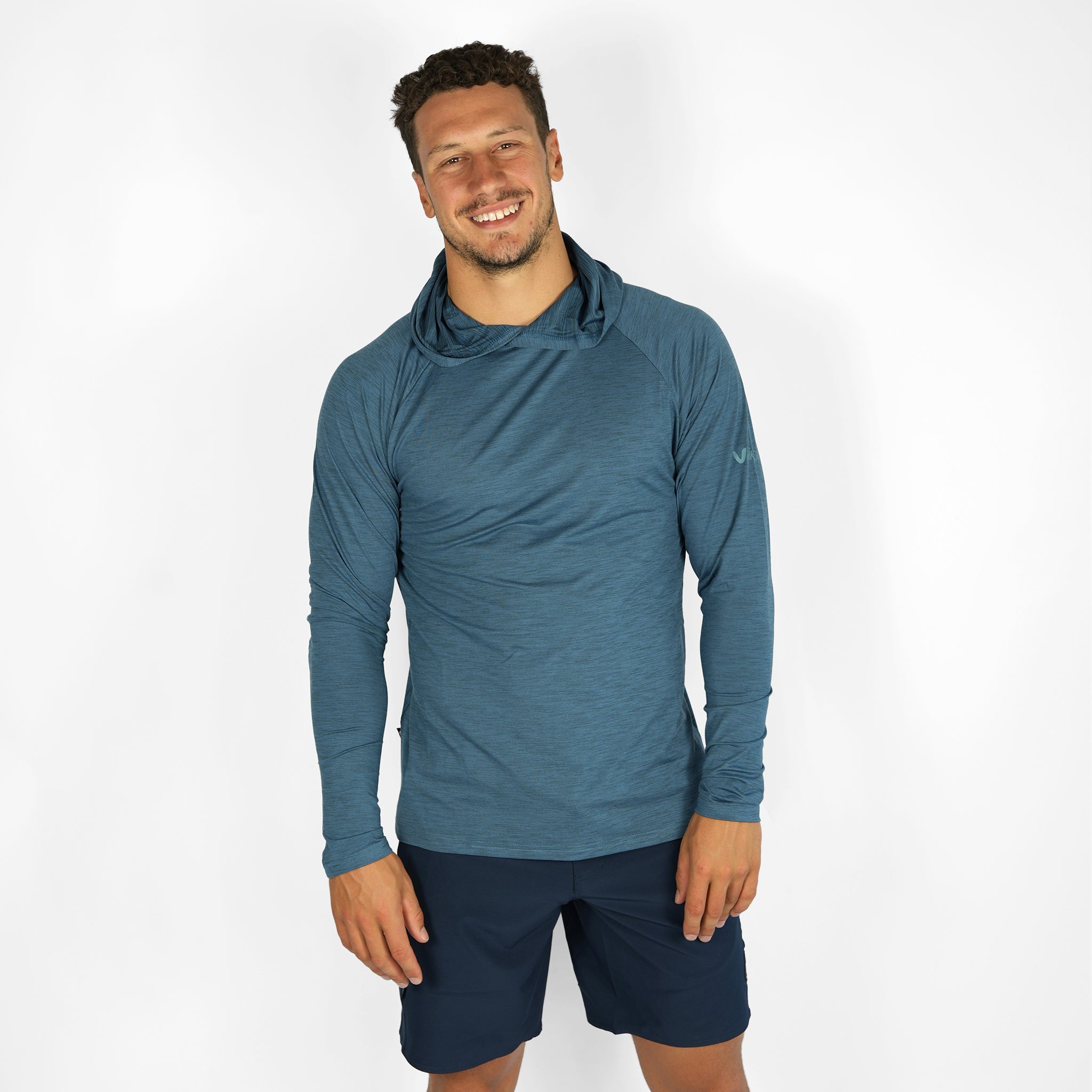 UV Ocean Tech L/S Hooded Top - Ocean Blue