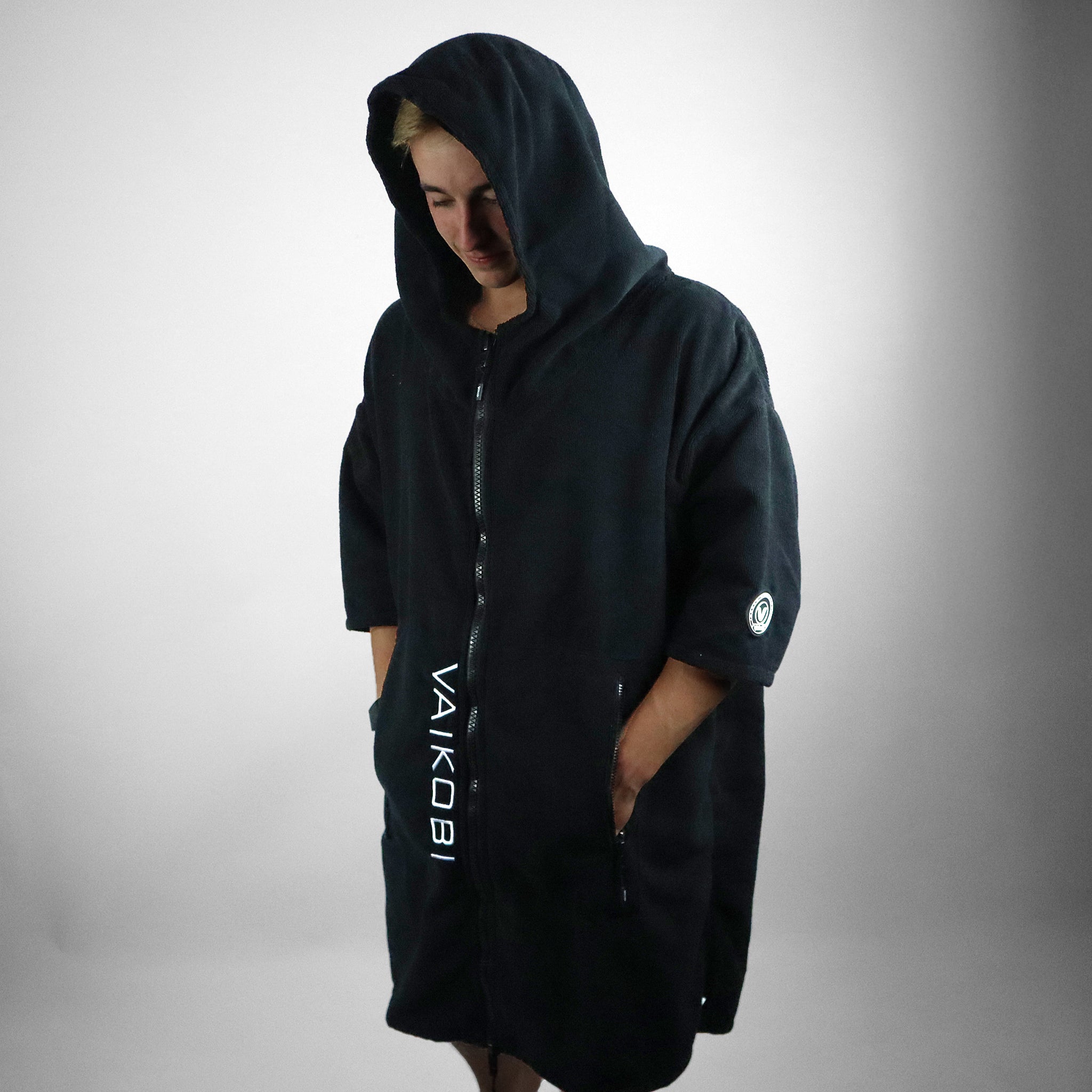 Full Zip Hooded Towel - Black