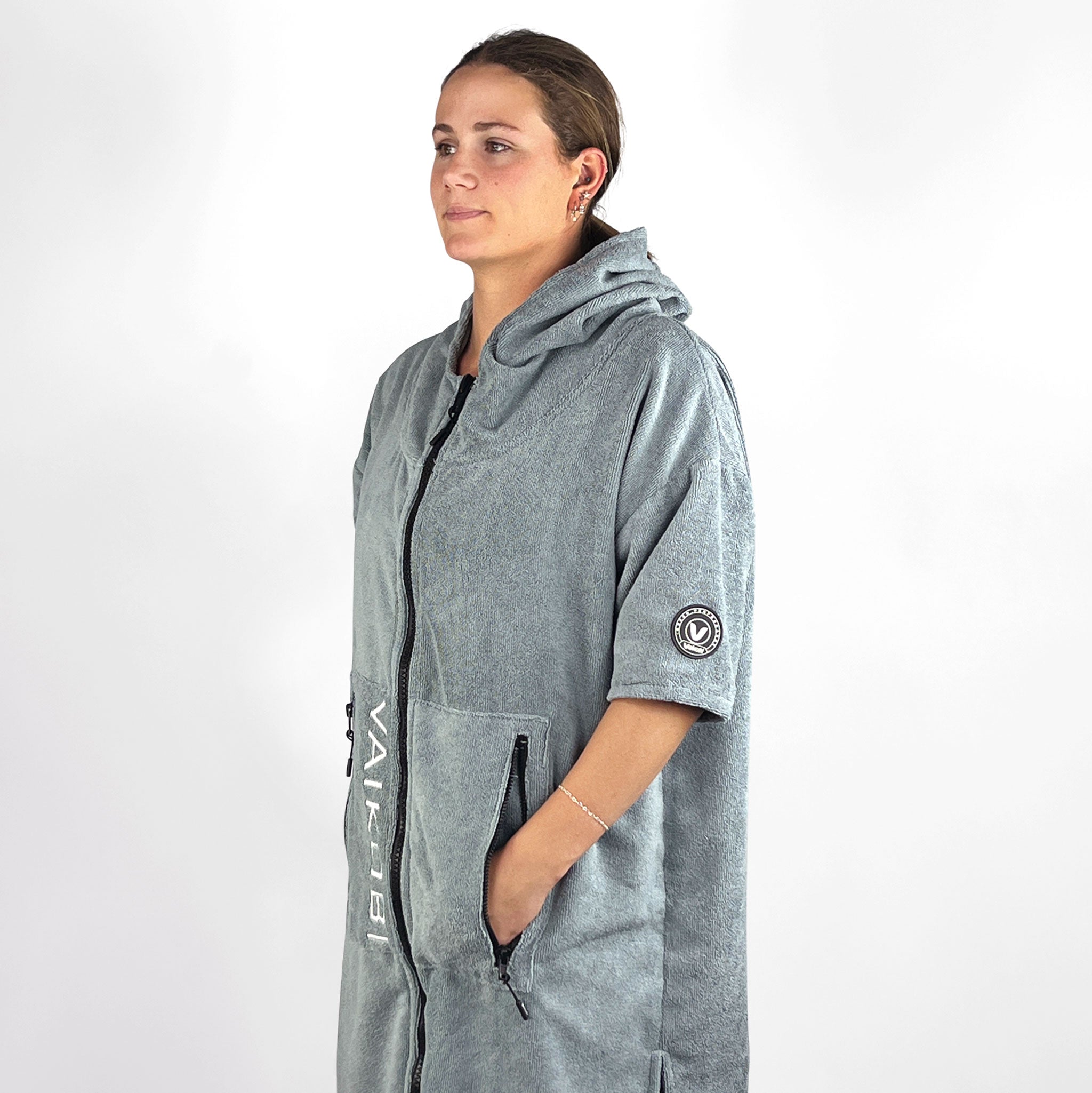 Full Zip Hooded Towel - Grey