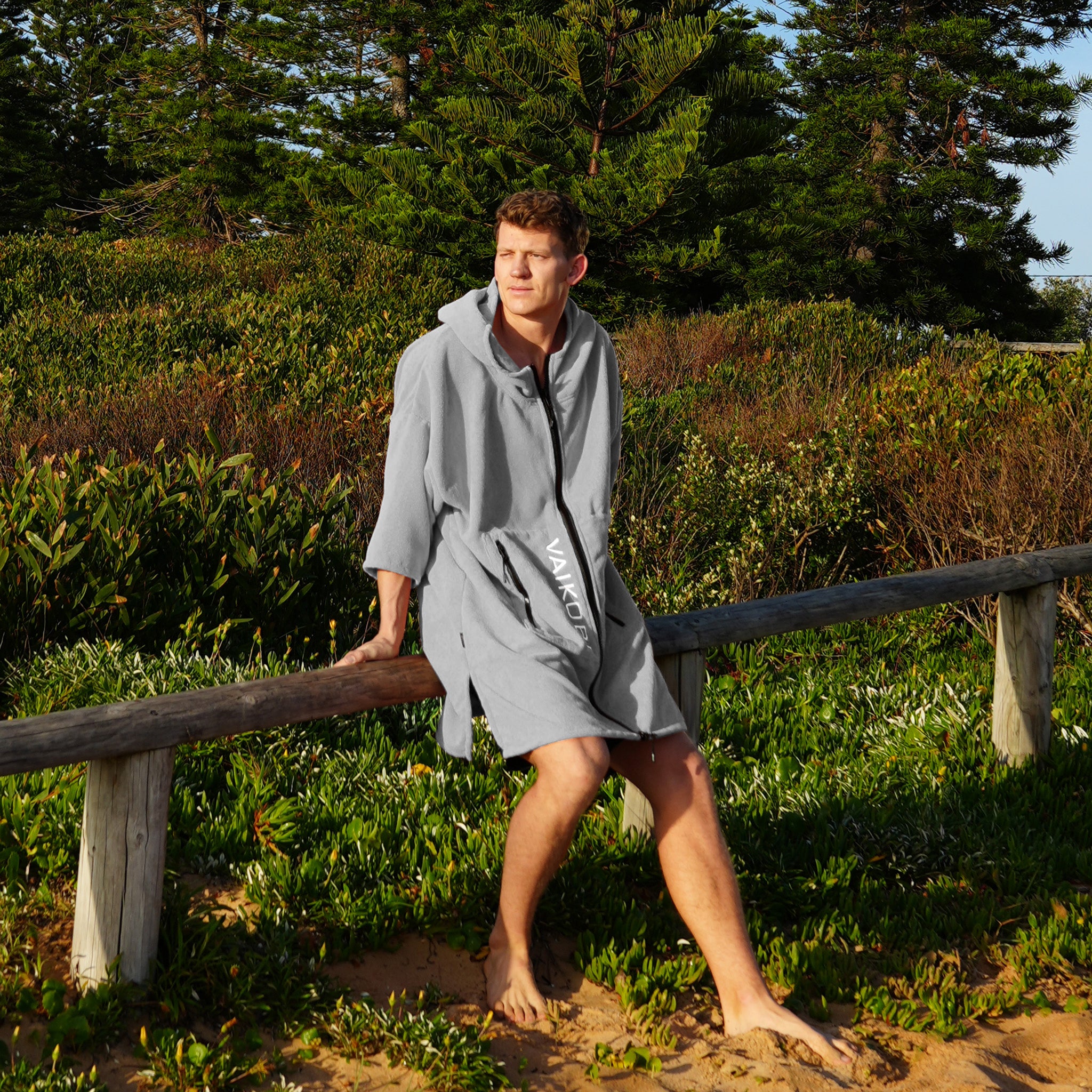 Full Zip Hooded Towel - Grey