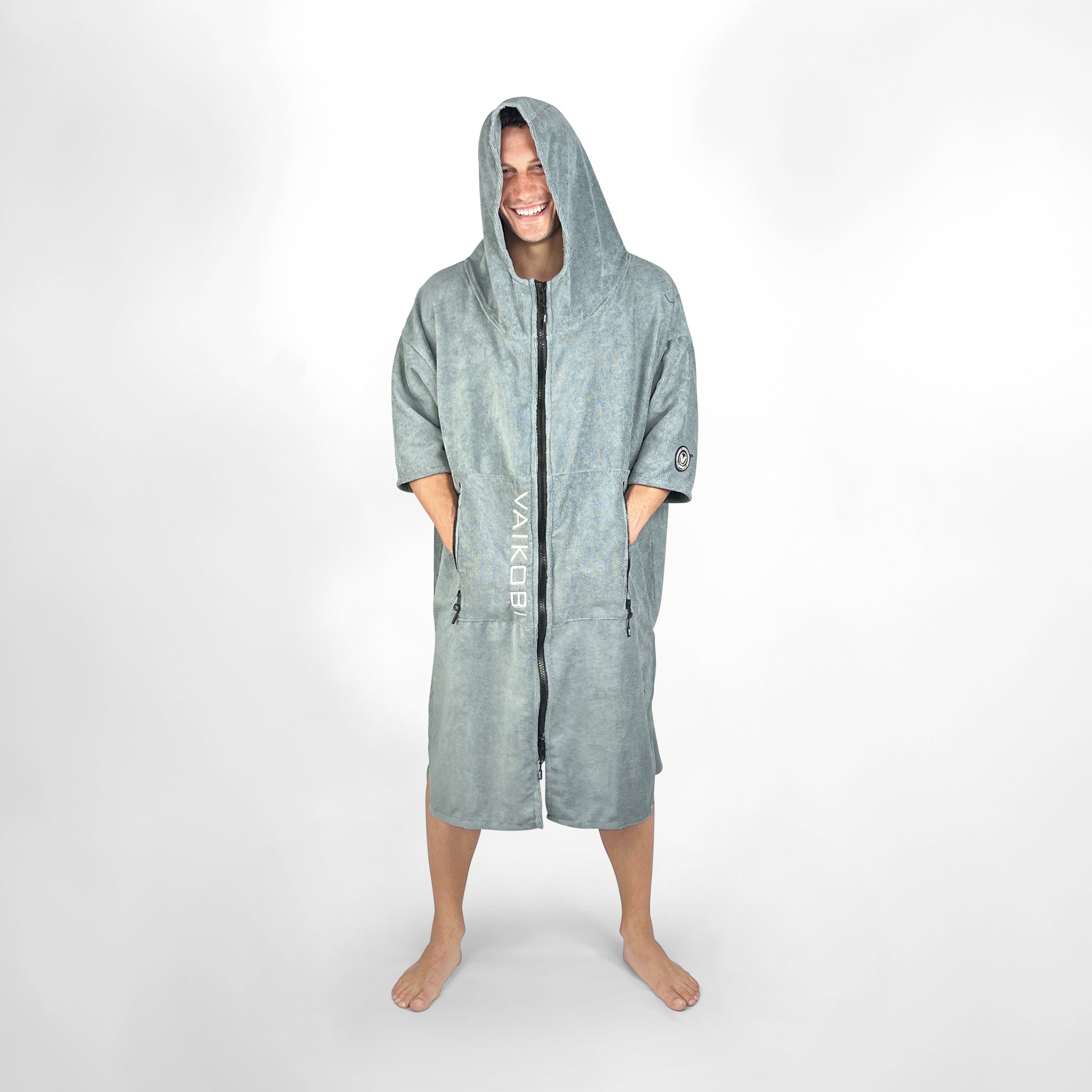 Full Zip Hooded Towel - Grey