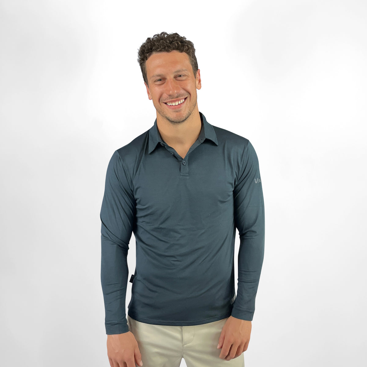 UV Ocean Tech Long Sleeve Polo - Charcoal