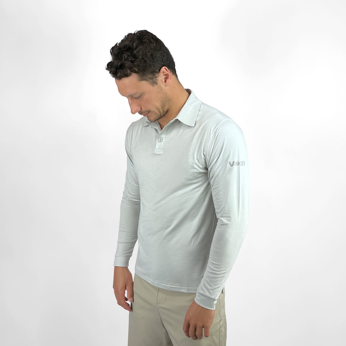 UV Ocean Tech Long Sleeve Polo - Silver