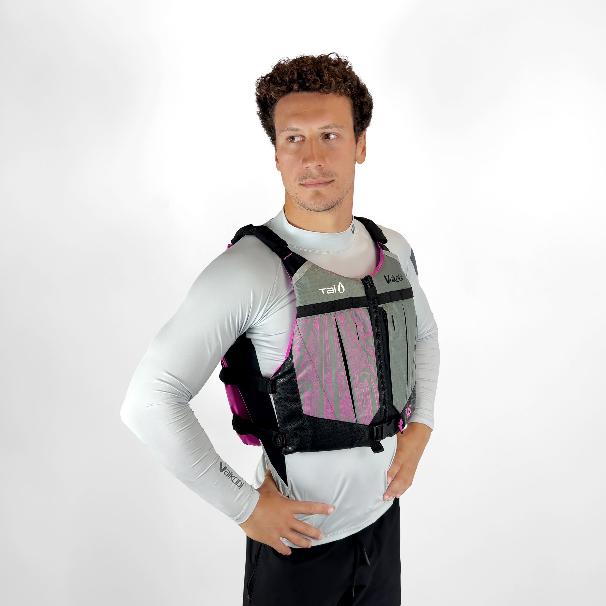 V4 PFD - Tai Paddles Pūhoro Design - Pink/Grey