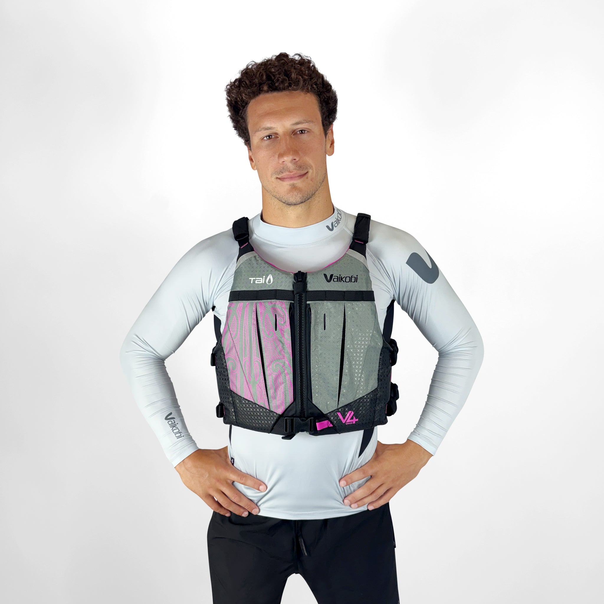 V4 PFD - Tai Paddles Pūhoro Design - Pink/Grey