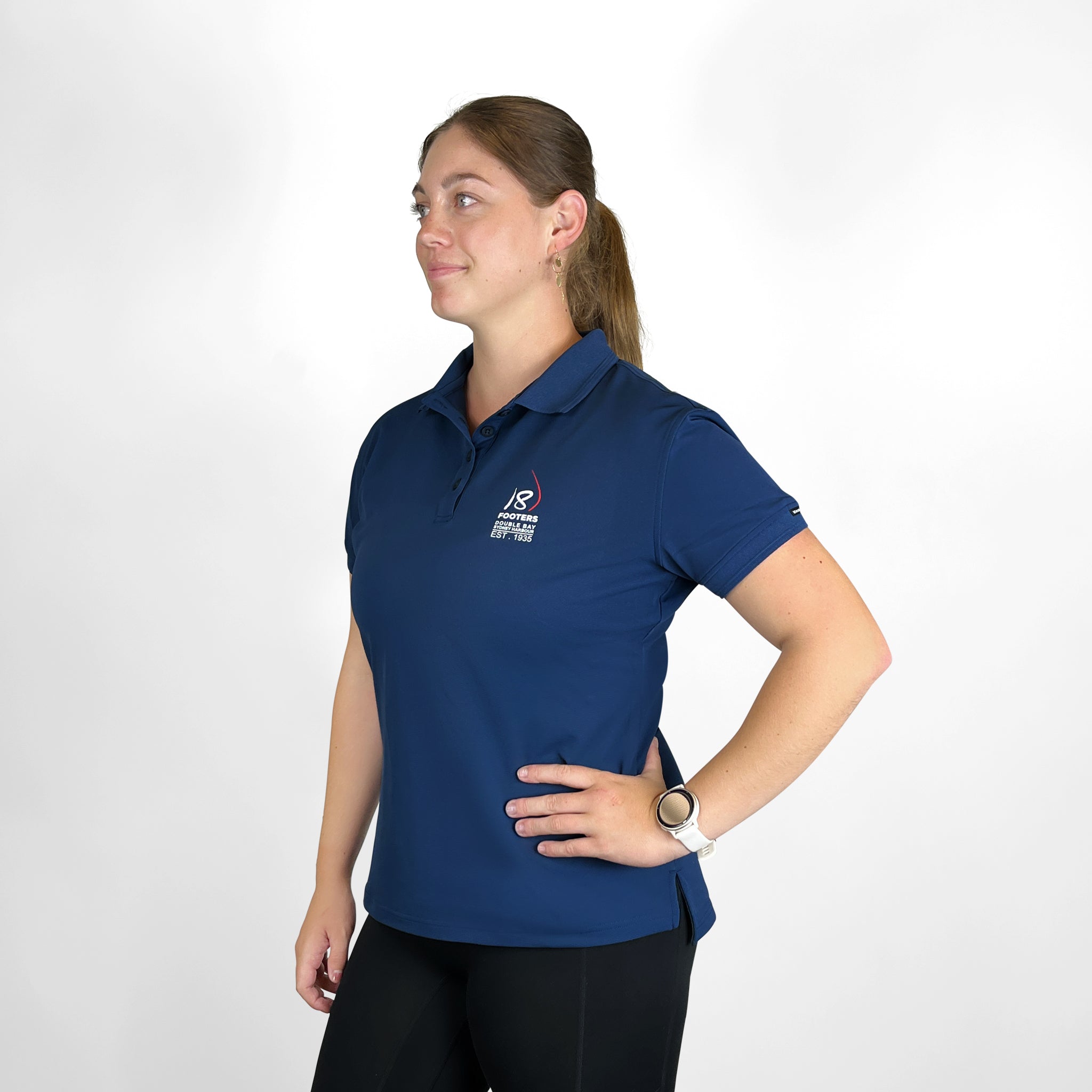 18 FOOTERS Women's Antibes Short Sleeve Polo - Navy