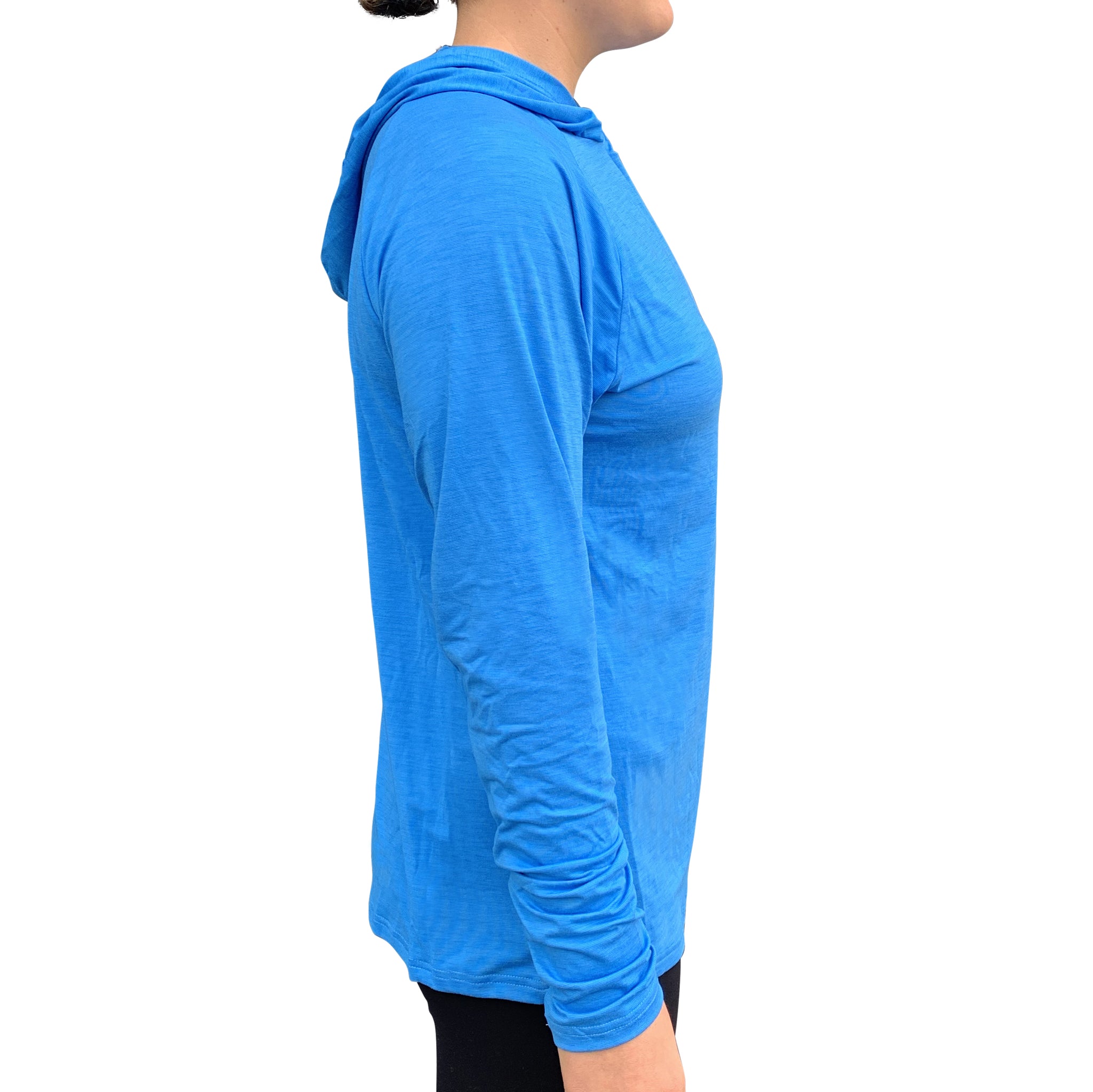 UV Performance L S Hooded Tech Top Cyan