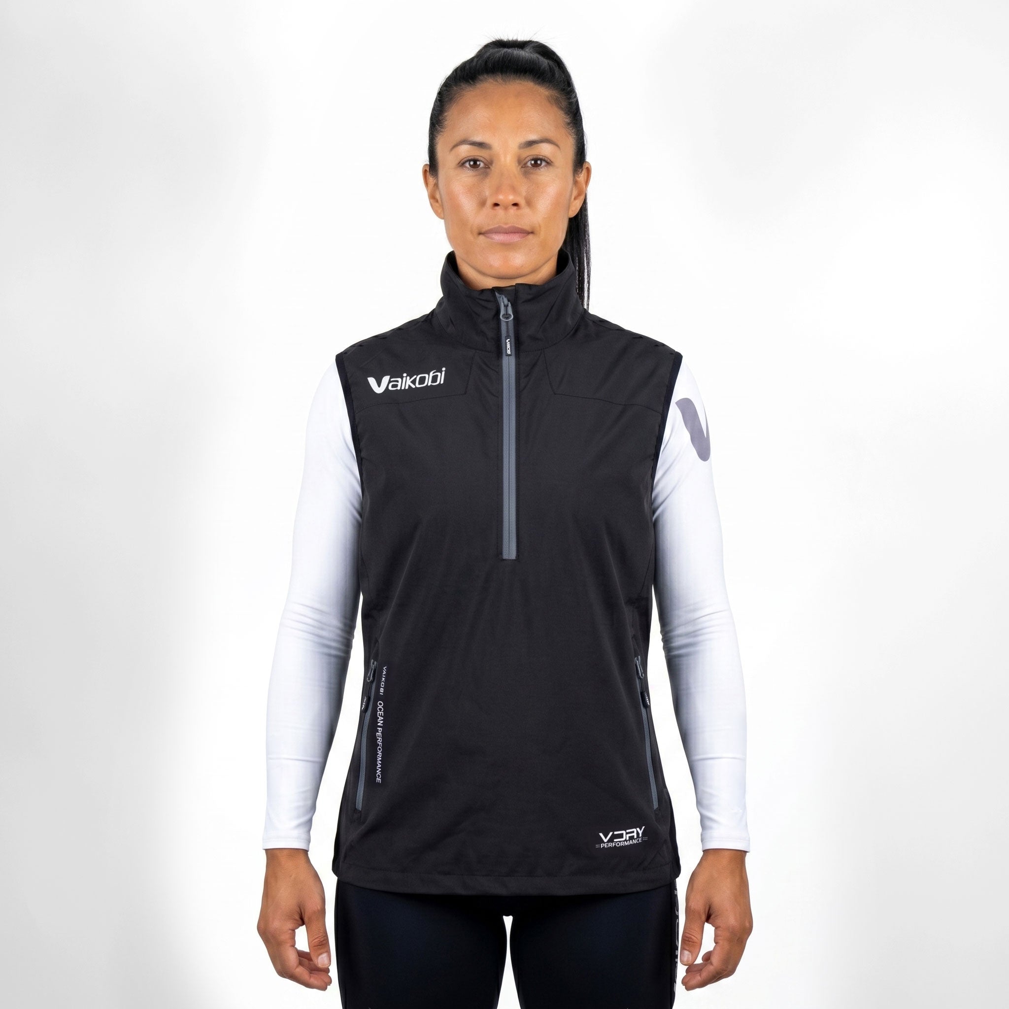 VDRY Lightweight 1/2 Zip Vest - Black