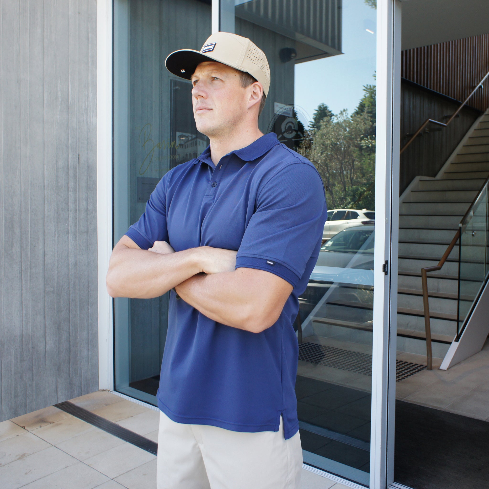 Men's Antibes Short Sleeve Tech Polo - Navy | Vaikobi