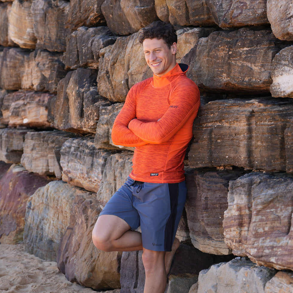 Hooded UV Long Sleeve Rash Top - Orange | Vaikobi
