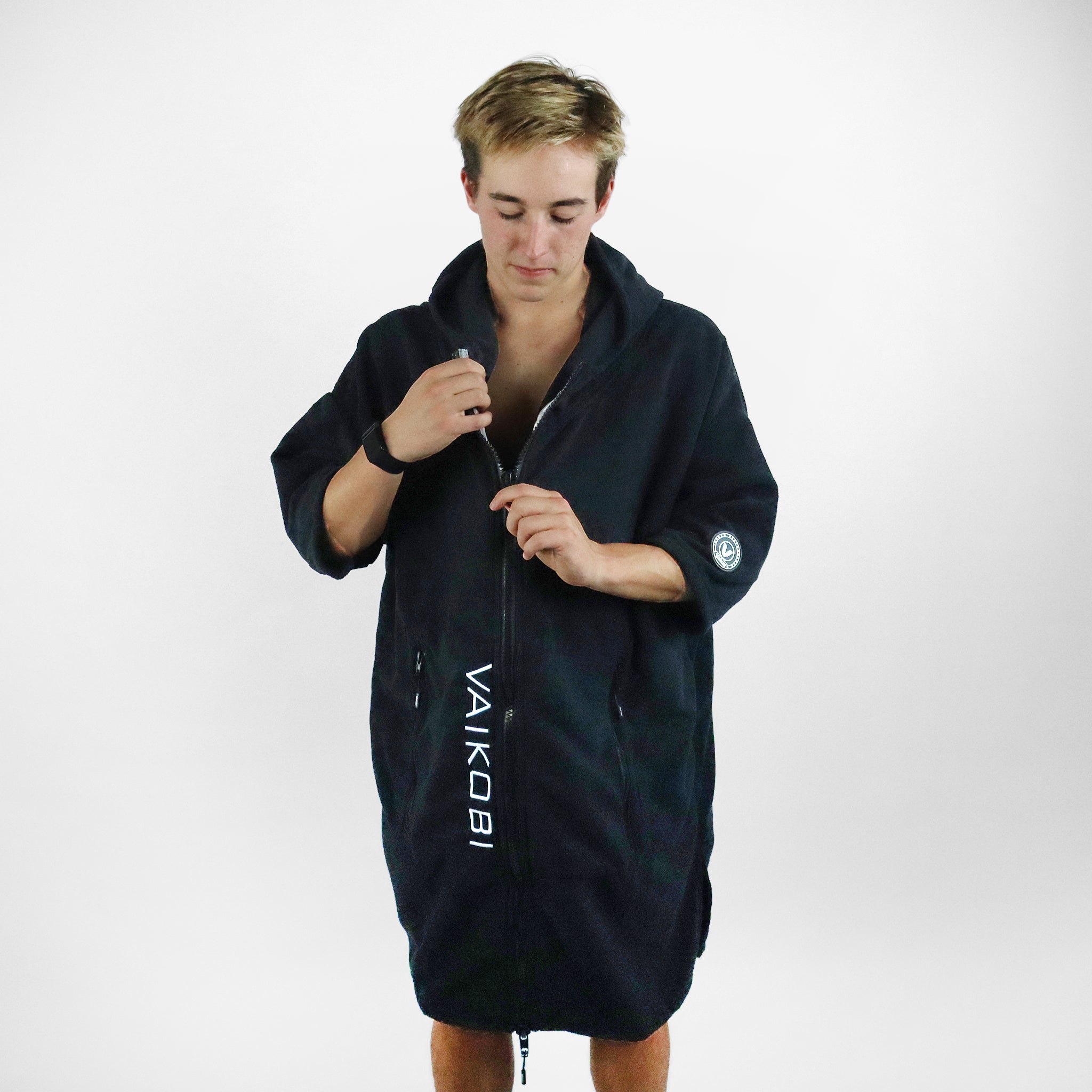 Full Zip Hooded Towel - Black